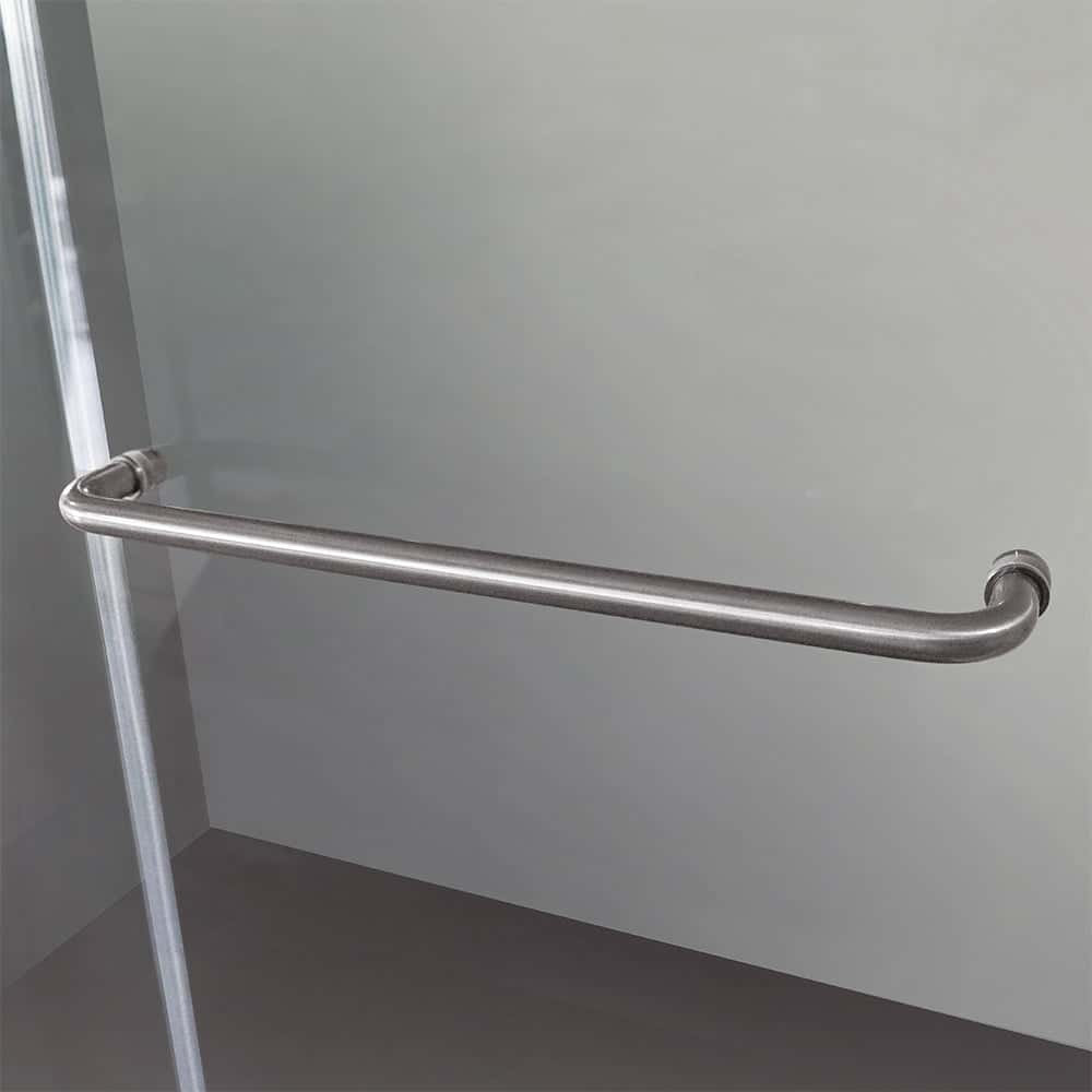 Frameless Sliding Glass Shower Doors 60"W x 76"H with 3/8"(10mm) Clear Tempered Glass, Brushed Nickel