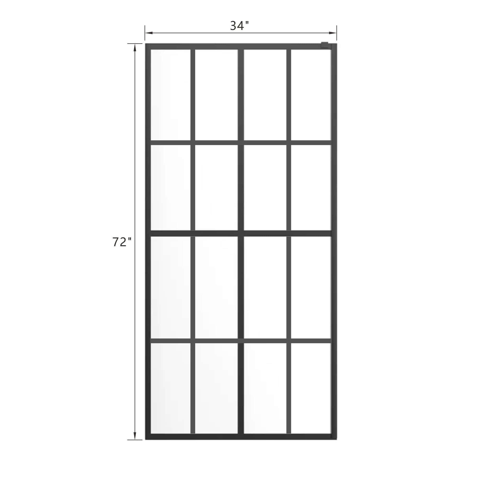 Goodyo 34"W X 72"H Shower Door Walk-in Black Finish