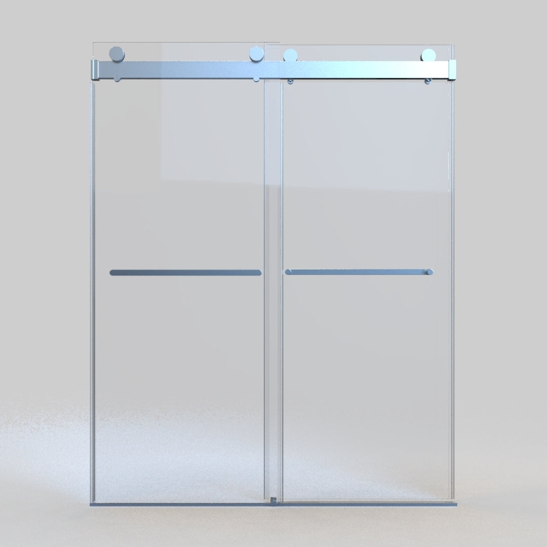56 to 60 in. W x 76 in. H Double Sliding Frameless Soft-Close Shower Door, Premium 3/8 Inch (10mm) Thick Tampered Glass and Easy-cleaning Coating in Chrome 23D02-60C