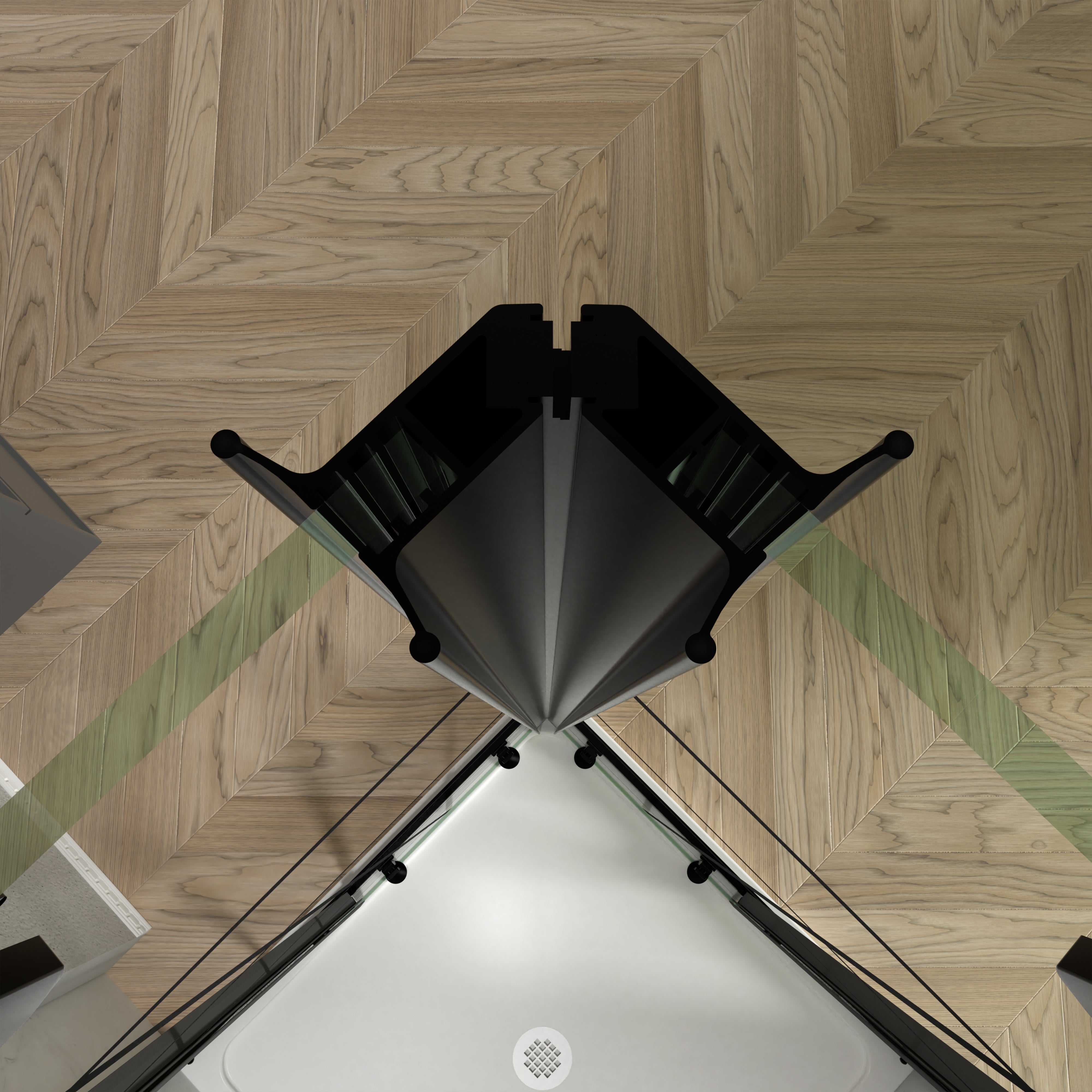 34.625 x 72 in Black-Line Framed Sliding Shower Door - 34.625 x 72 in / Matte Black / Black-Line Glass view 4