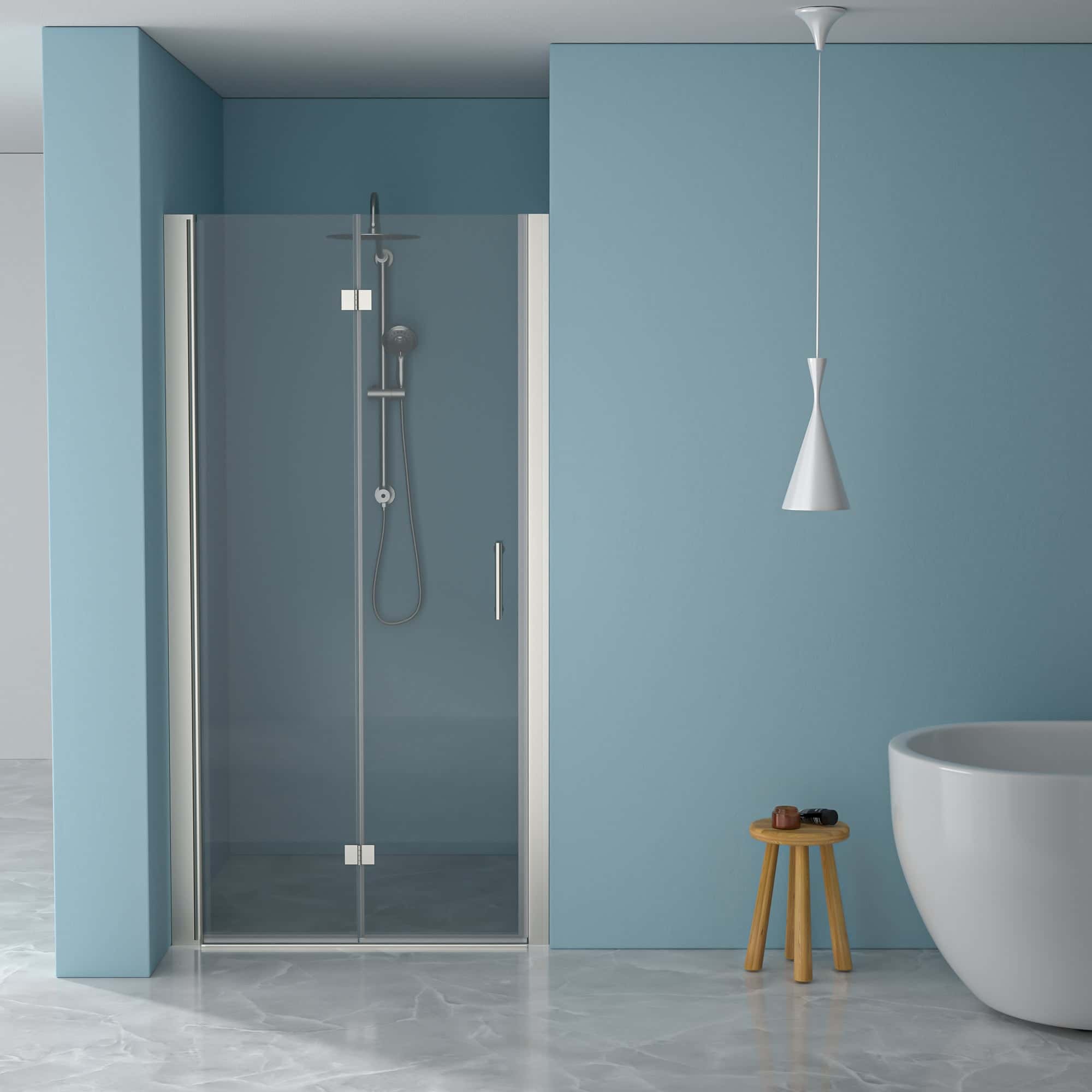 30"W x 72"H Fold Frameless Shower Door with Tempered Glass