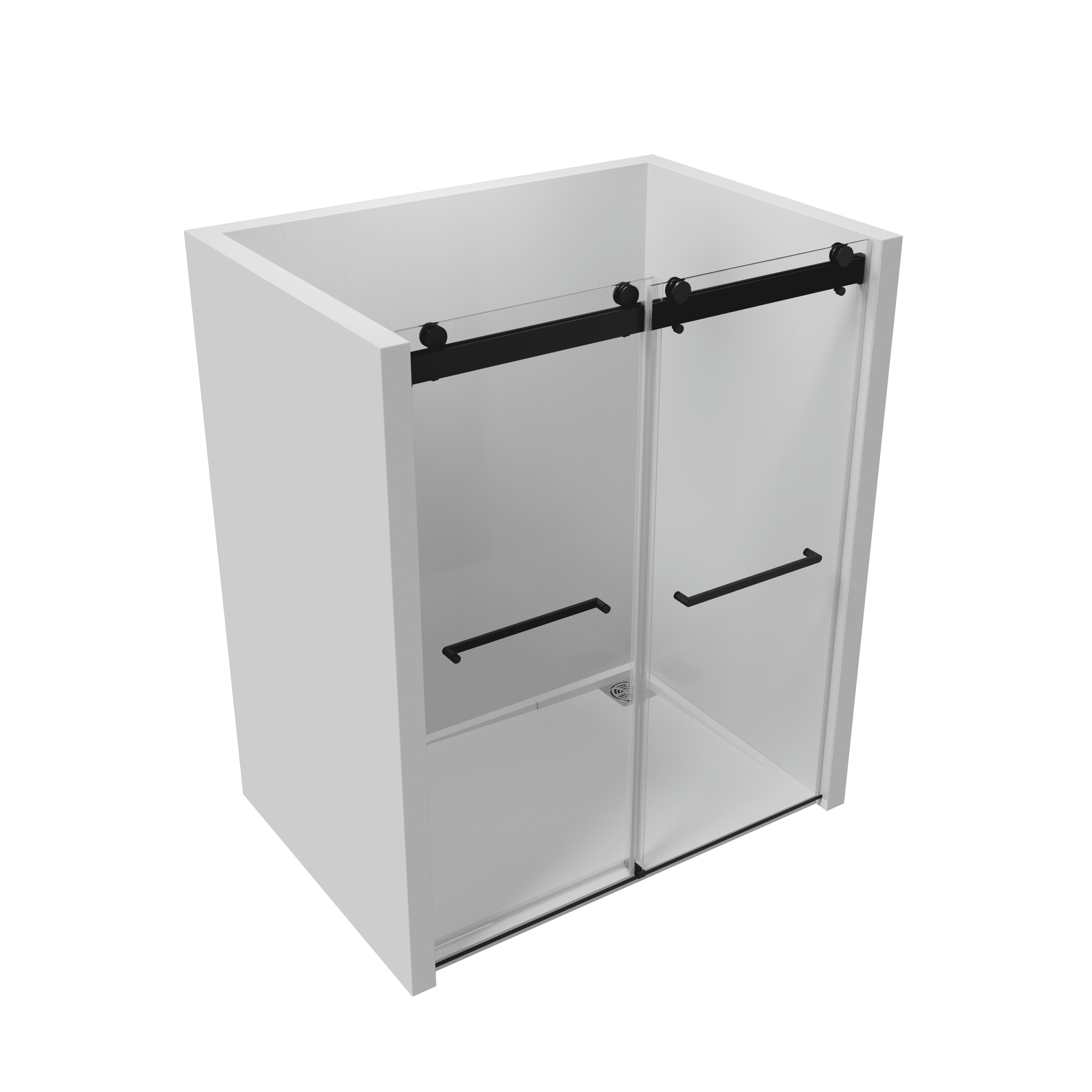 68-72"W x 76"H Double Sliding Frameless Soft-Close Shower Door with Premium 3/8 Inch (10mm) Thick Tampered Glass and Easy-cleaning Coating, Stainless Steel in Matte Black 22D02-72MB