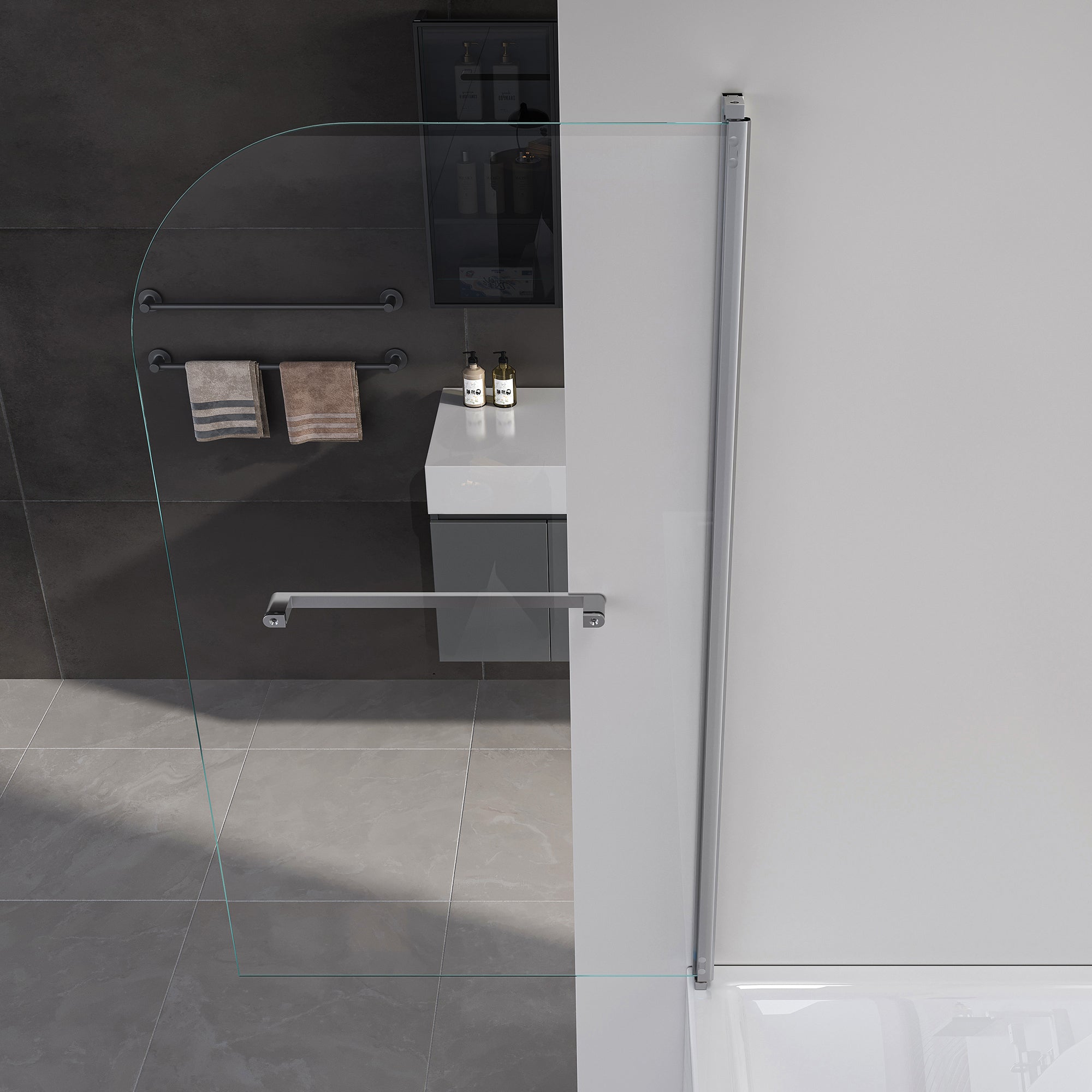 31 x 55 in Folding Bathtub Door - 31 x 55 in / Brushed Nickel view 4