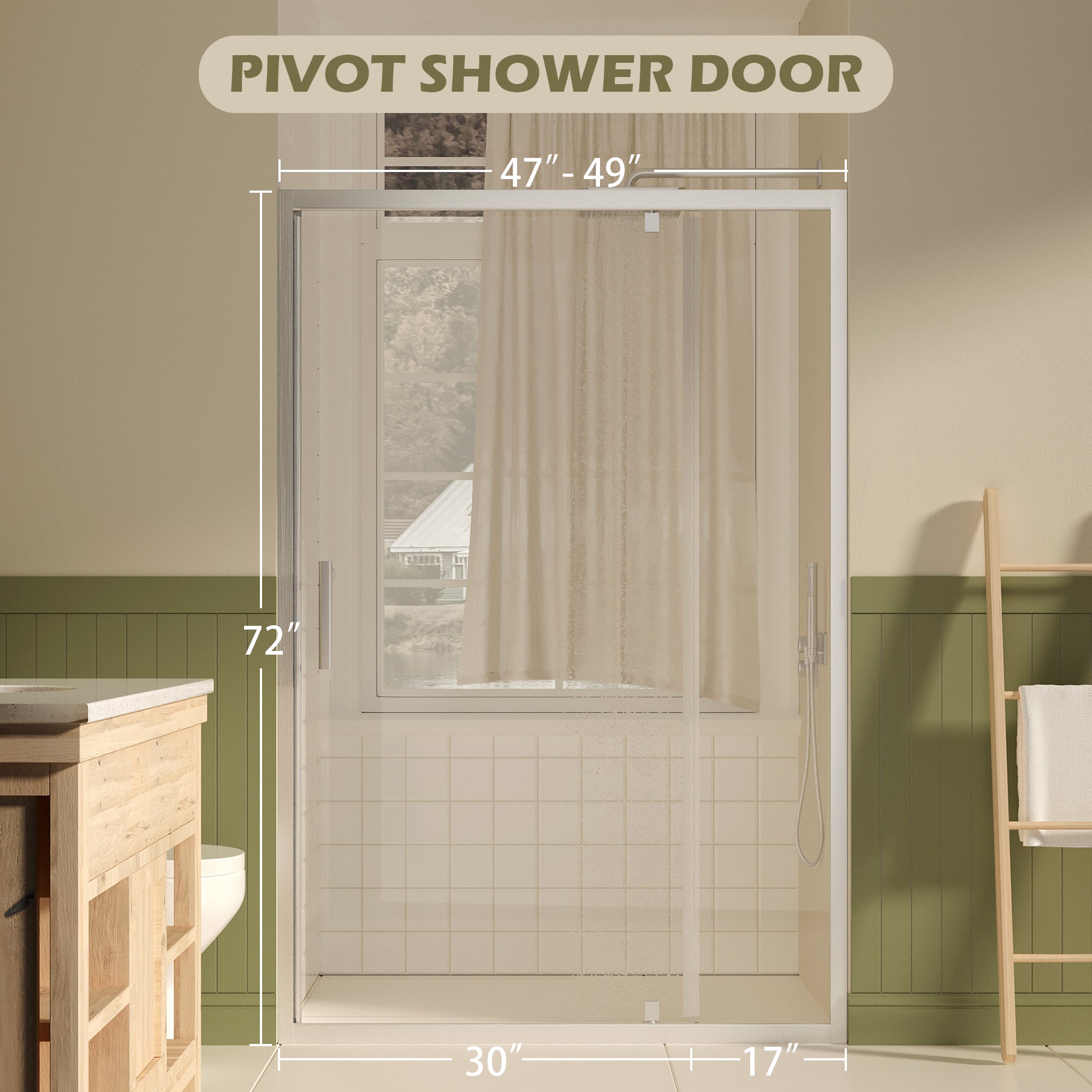 47-49 x 72 in Pivot Shower Door - 47-49 x 72 in / Brushed Nickel view 2