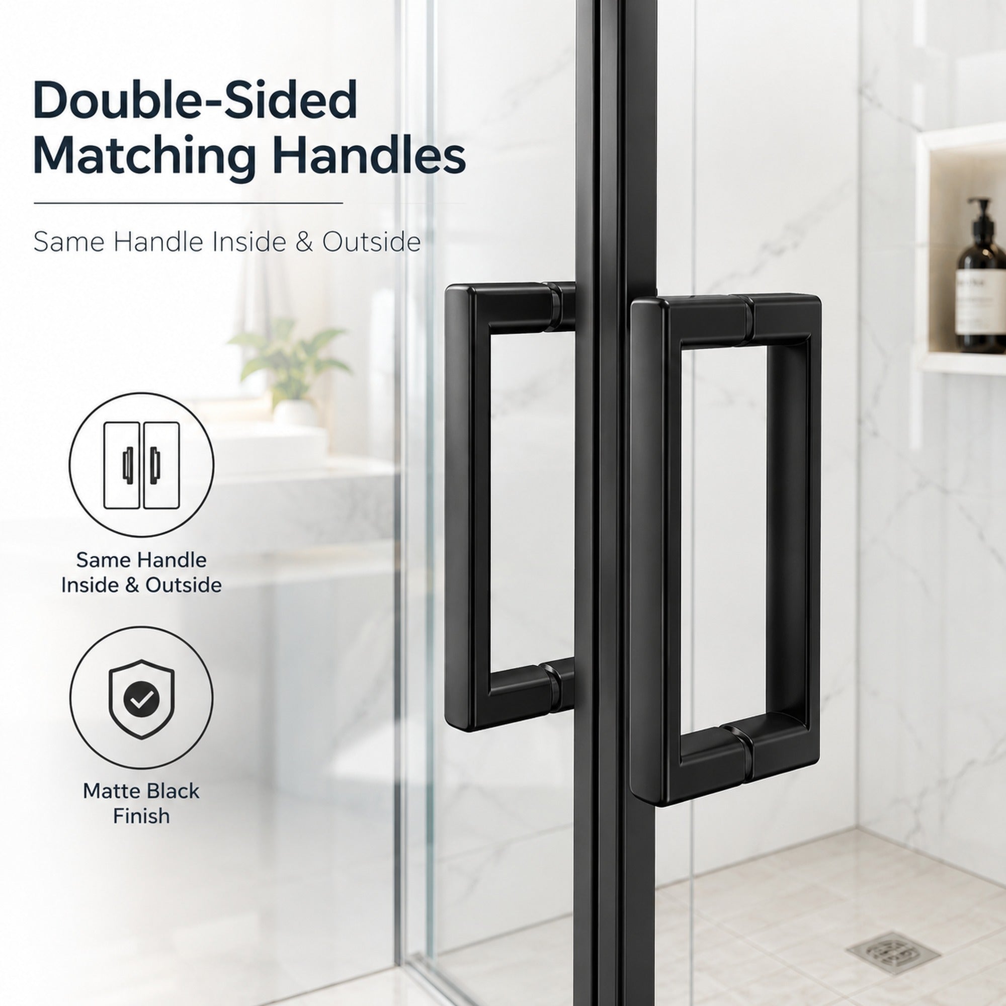 60 x 72 in Double Framed Sliding Shower Door - 60 x 72 in / Matte Black / 1/4 in Glass view 6