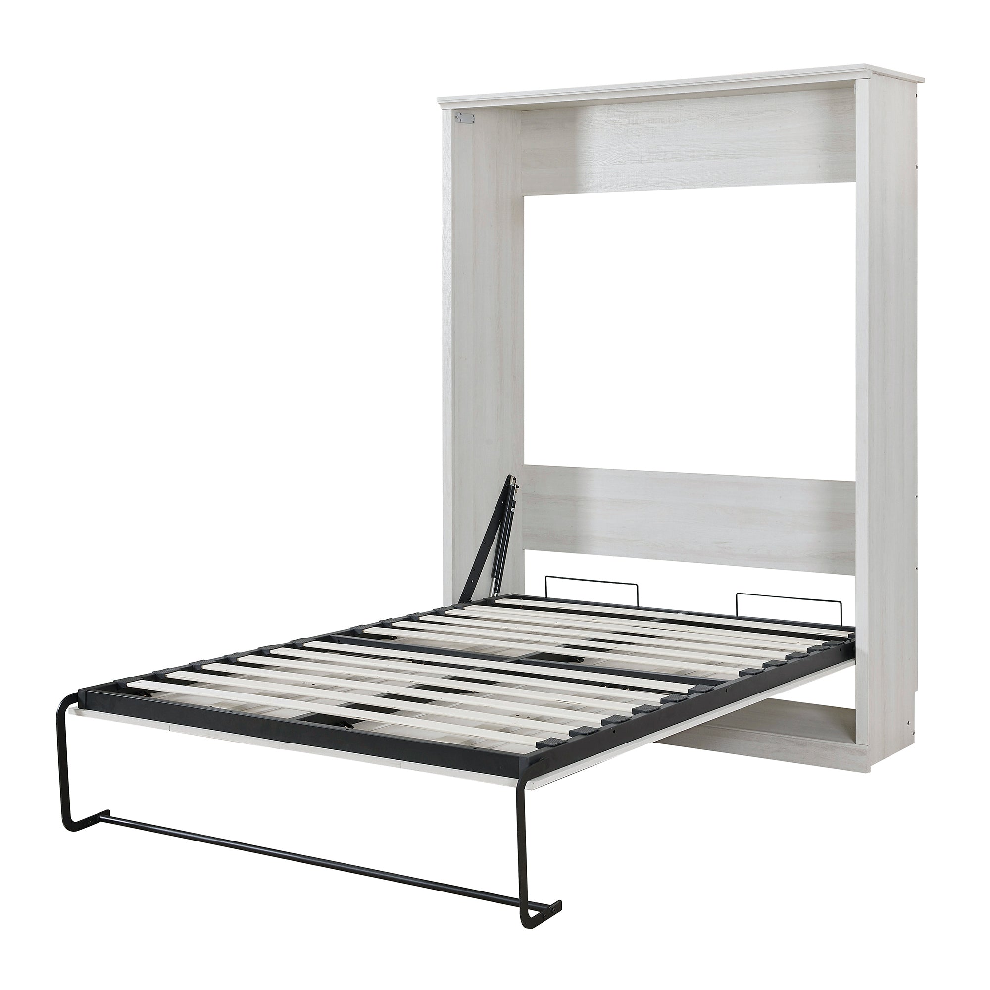 Full Size Half Self-Close and Open Murphy Bed Cabinet Space-Saving Bed Perfect for Guest Room, for Bed Room, Guest Room, Home Office, Rustic White