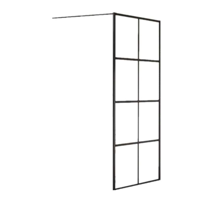 Framed Glass Shower Screen 34"W x 72"H with 1/4" 6mm Silk-printing Tempered Glass, black aluminum and support bar,Shower door