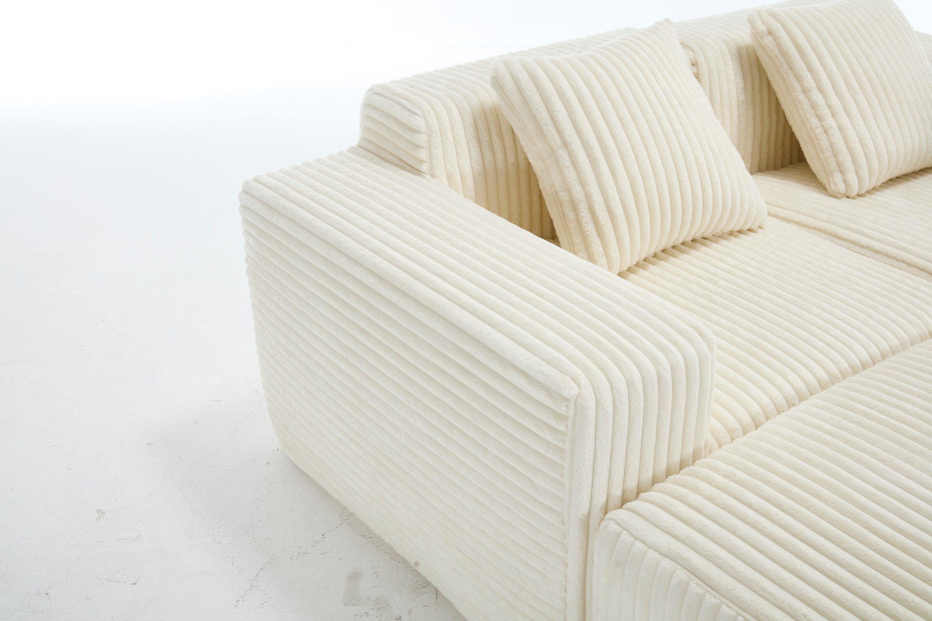 Modern Minimalist Modular Sectional Sofa,  L-Shape Upholstered Cloud Couch with Deep Seats, Right Facing Chaise for Living Room-White