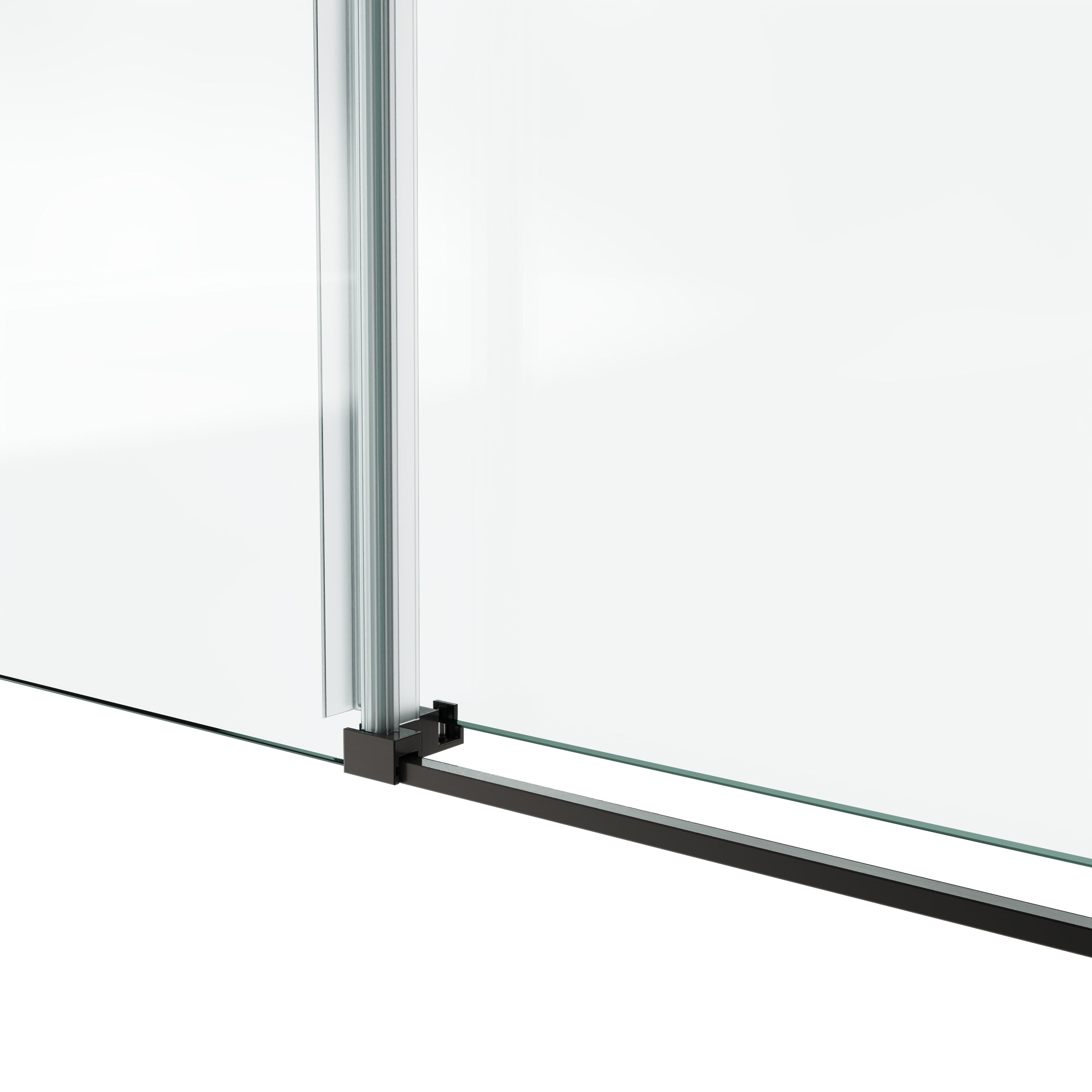 78 x 76 in Fixed and Sliding Round-Tube Shower Door - 78 x 76 in / Matte Black / Round Tube view 4