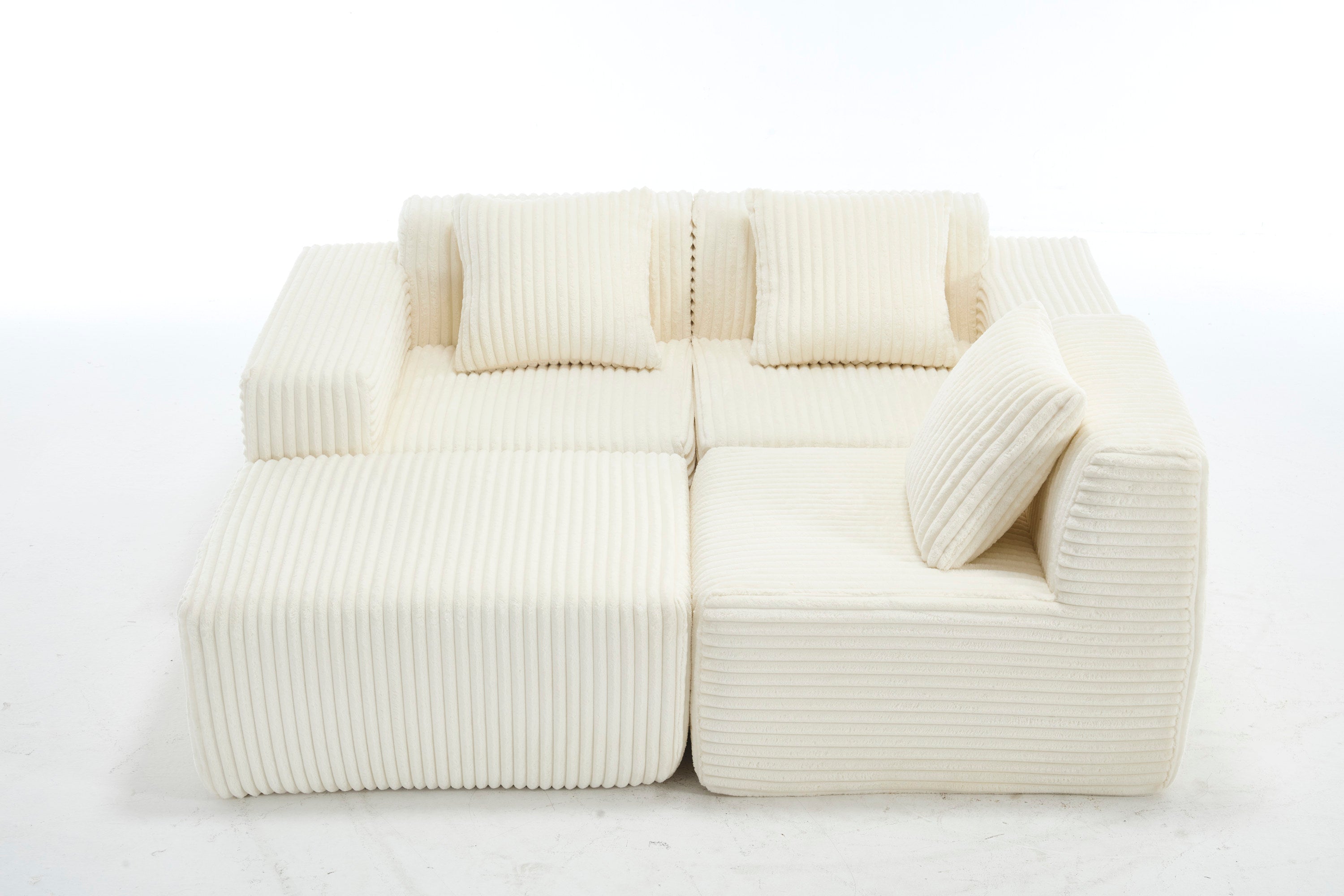 Modern Minimalist Modular Sectional Sofa,  L-Shape Upholstered Cloud Couch with Deep Seats, Right Facing Chaise for Living Room-White