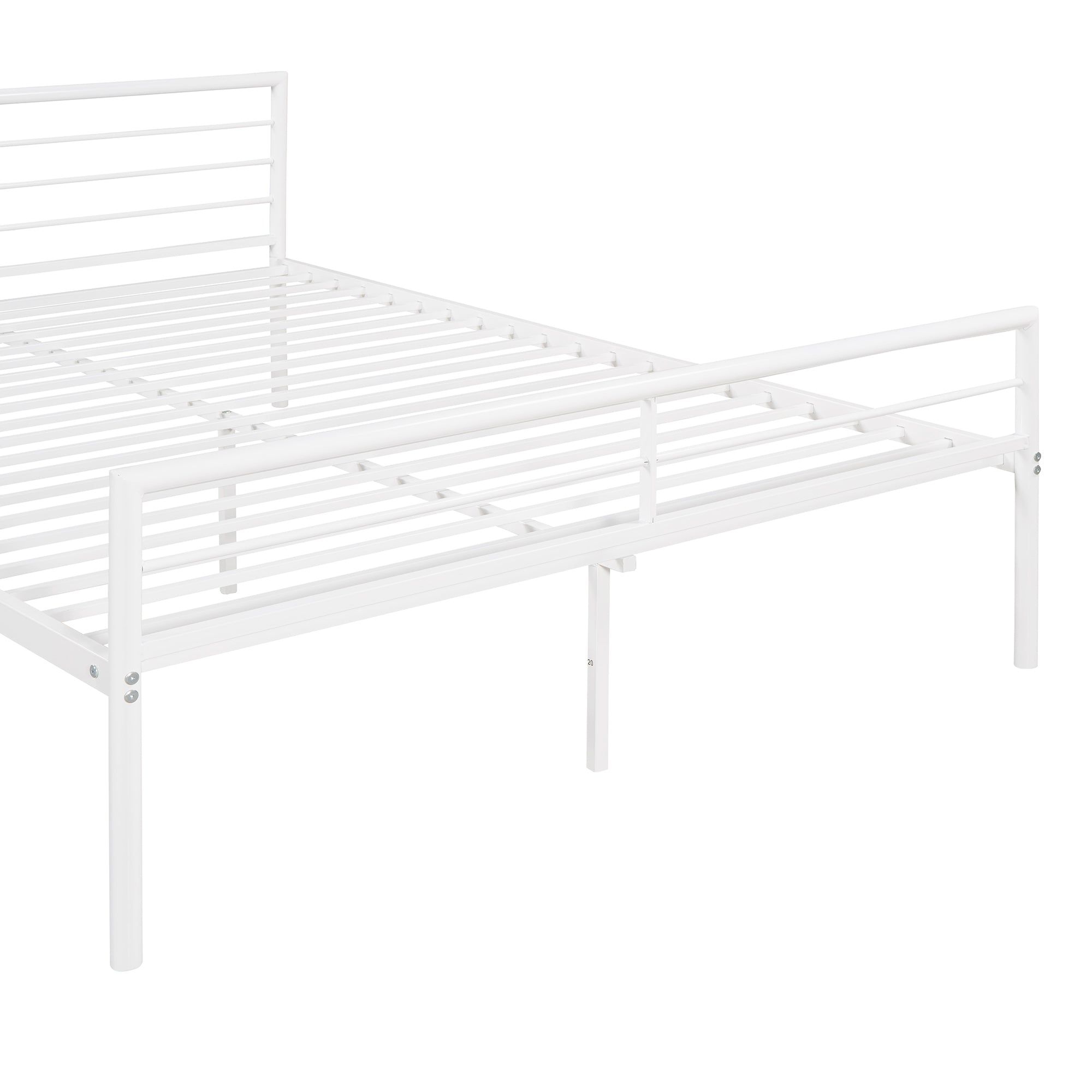 Twin Over Full Metal Bunk Bed with Desk, Ladder and Quality Slats for Bedroom, Metallic  White(OLD SKU :LP000092AAK)