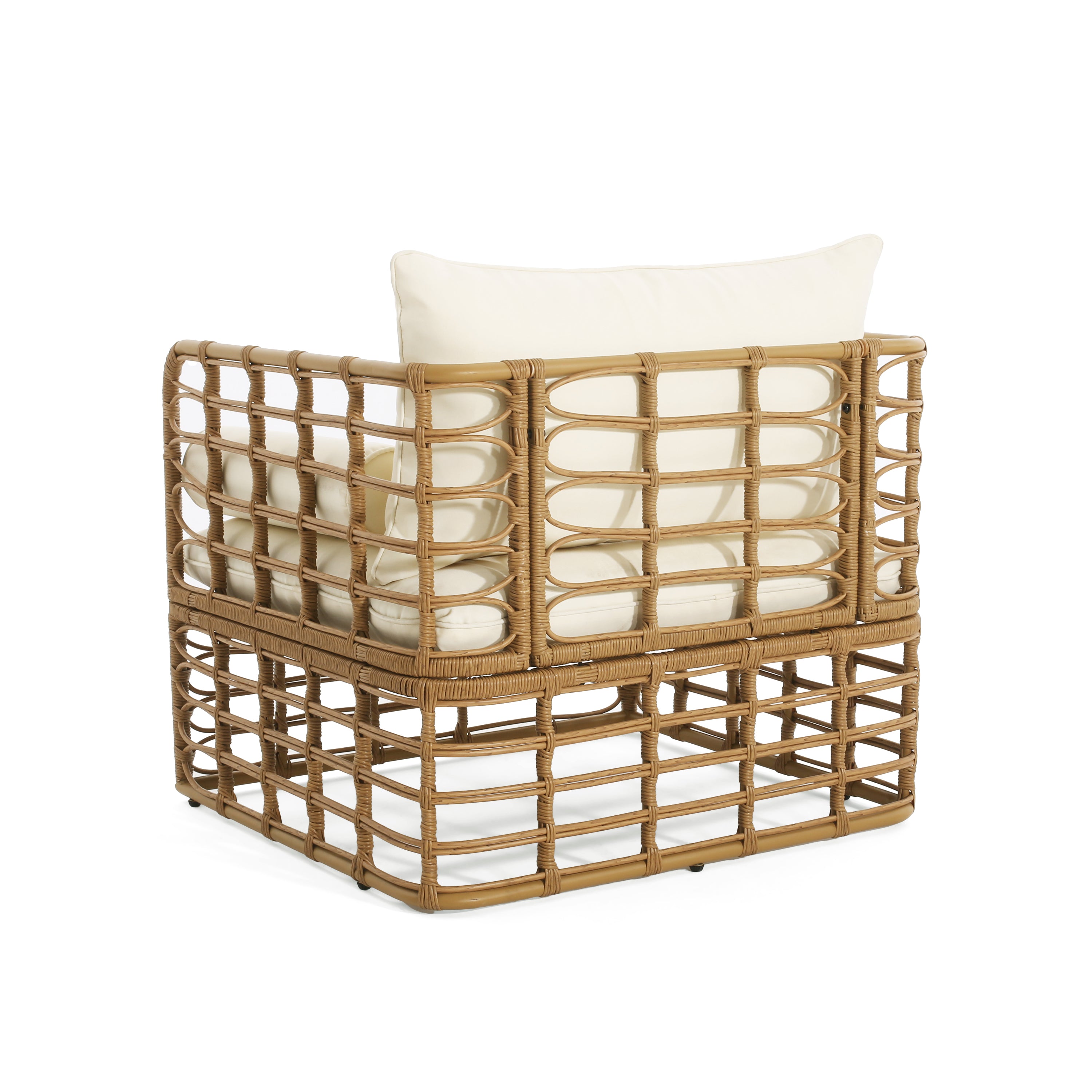 2-Piece Rattan Accent Chair Set with Side Table, Open Weave Boho Design, Perfect for Stylish Seating in Living Room, Sunroom, or Patio Relaxation