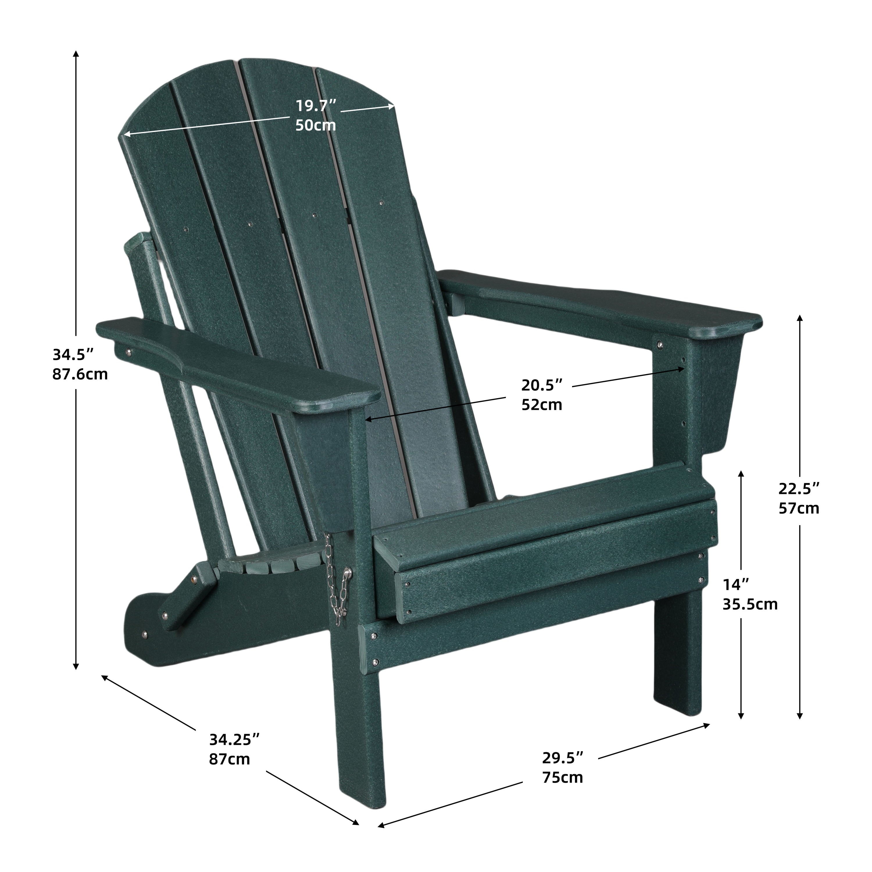 Folding Adirondack Chair, Relaxing Stackable Arm Rest Ergonomic HDPE All-Weather Adirondack Chair