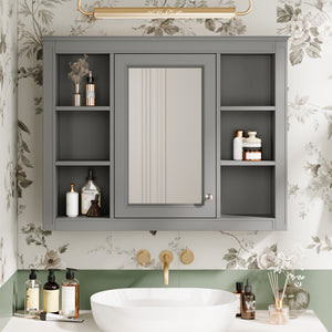 Modern 35 x 28 inch wall-mounted medicine cabinet with mirror front, front view