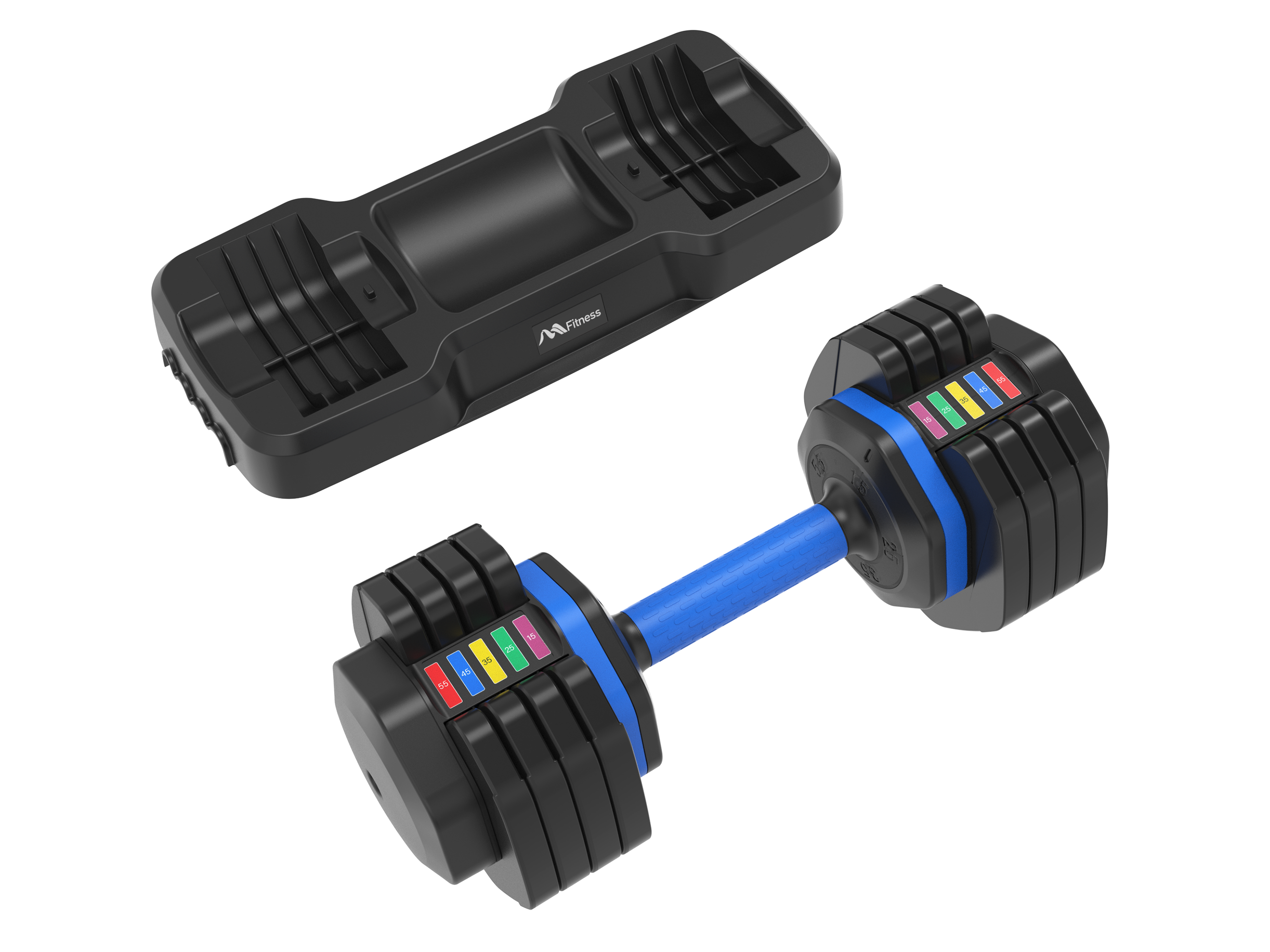 Adjustable Dumbbell - 55lb x2 Dumbbell Set of 2 with Anti-Slip Handle, Fast Adjust Weight by Turning Handle with Tray, Exercise Fitness Dumbbell Suitable for Full Body Workout