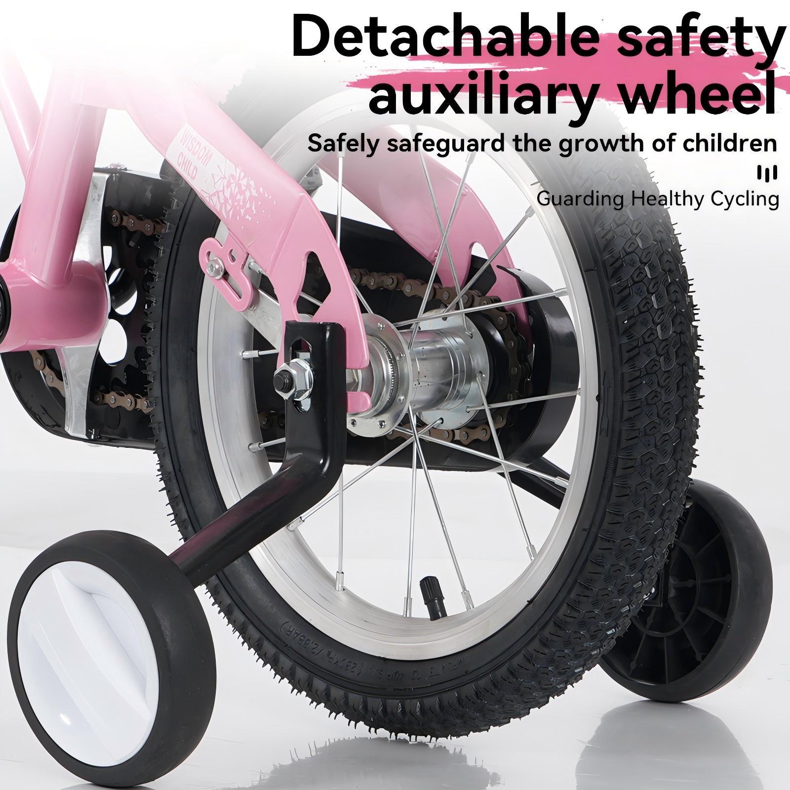 FKZNPJ 18 inch sporty kids bike with training wheels and stand Adjustable saddle Suitable for boys and girls aged 5-10 years tall Height 39-49 inches Available in a variety of colors