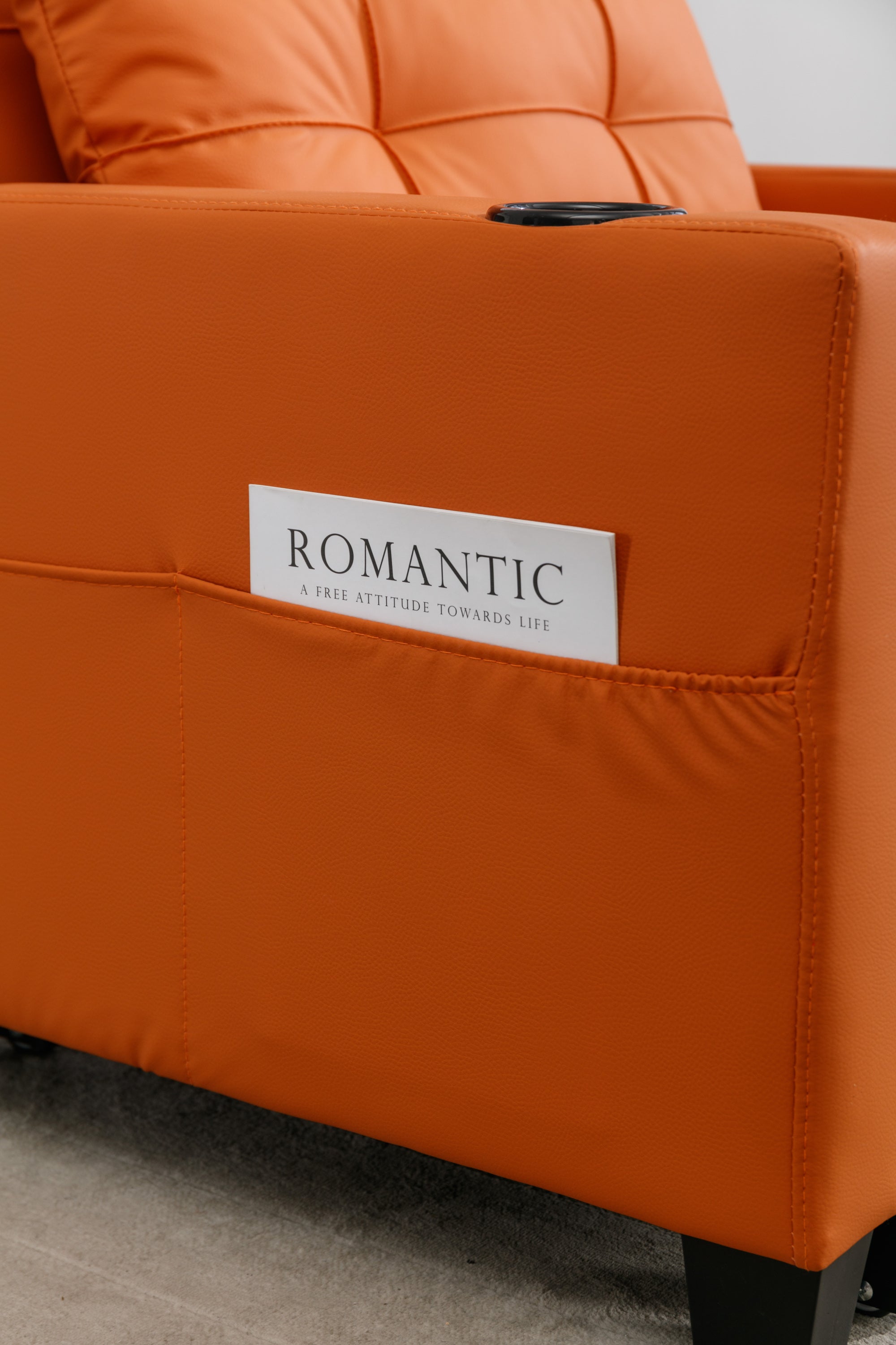 Futon Chair Bed Convertible Chair 3-in-1 Pull Out Sleeper Chair Beds with USB Ports,Wear-resistant and Anti-scratch, Armchair Bed Sleeper for Living Room (Orange Leather)