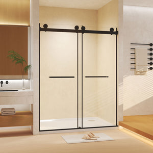 44-48 x 74 in Frameless Double Sliding Shower Door - 44-48 x 74 in / Matte Black view 2