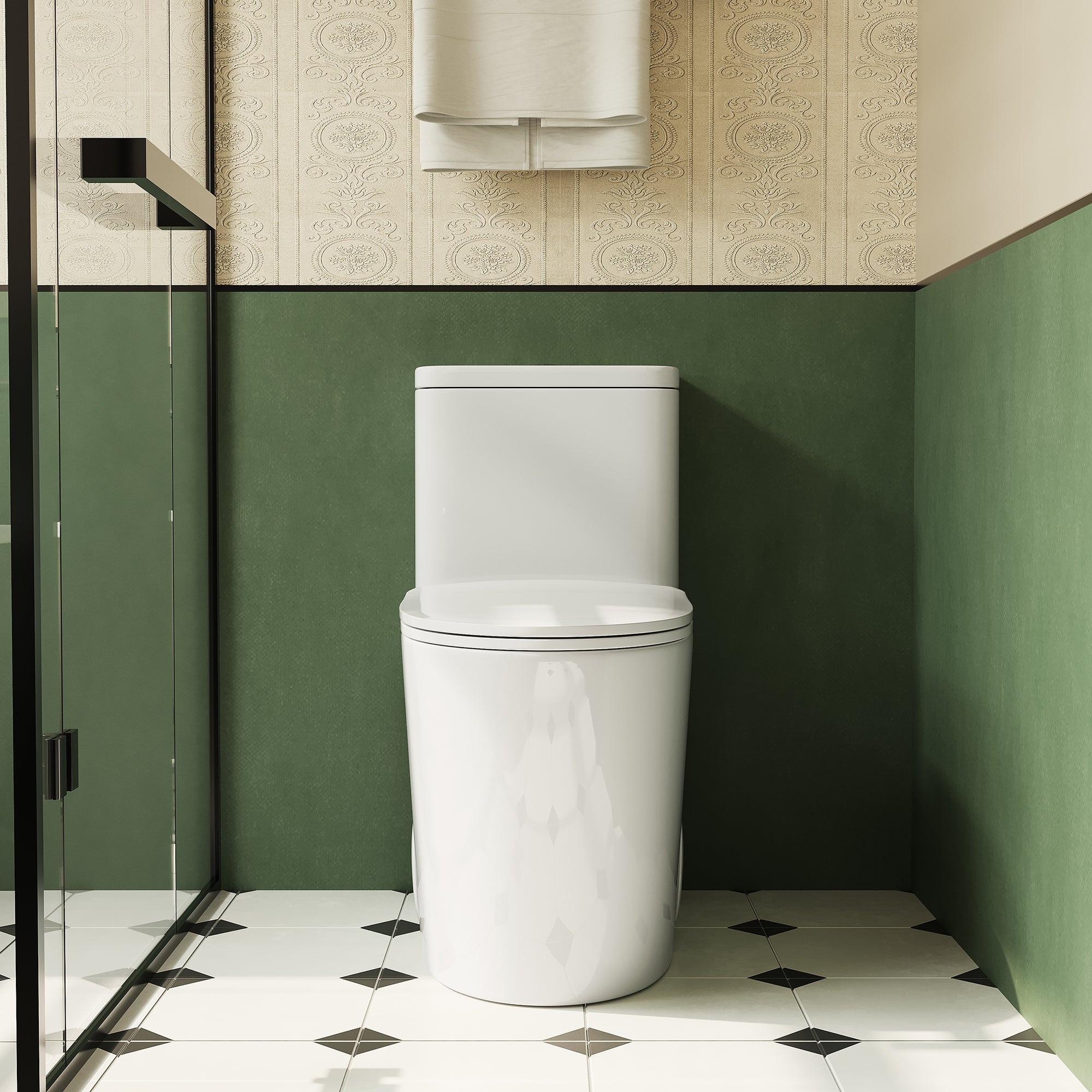 1.1/1.6 GPF Elongated Comfort Height Floor Mounted One-Piece Toilet ,  CUPC Certified, WaterSense Cetified, Ceramic, White Color, Soft Close Seat, T036WT