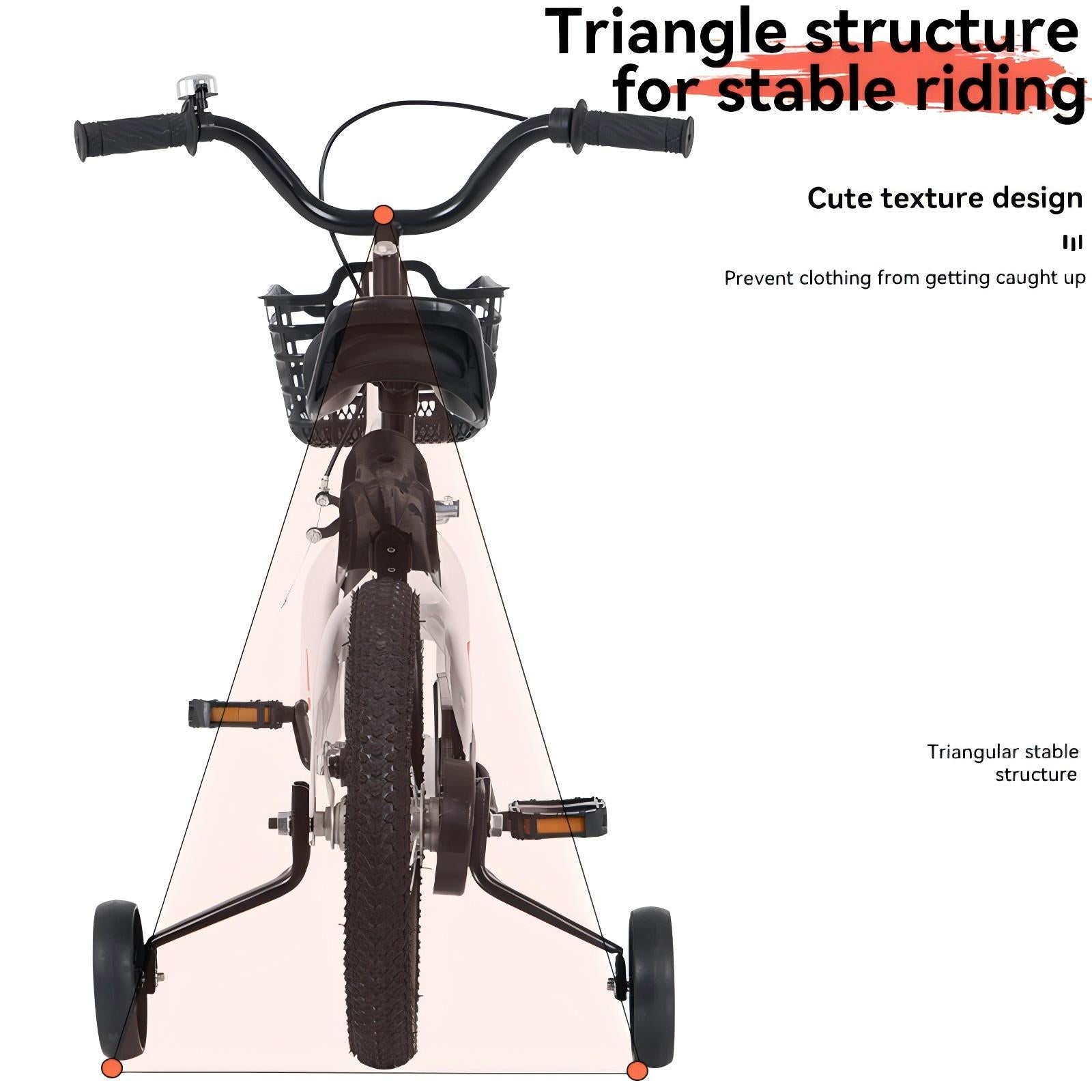 FKZNPJ 18 inch sporty kids bike with training wheels and stand Adjustable saddle Suitable for boys and girls aged 5-10 years tall Height 39-49 inches Available in a variety of colors