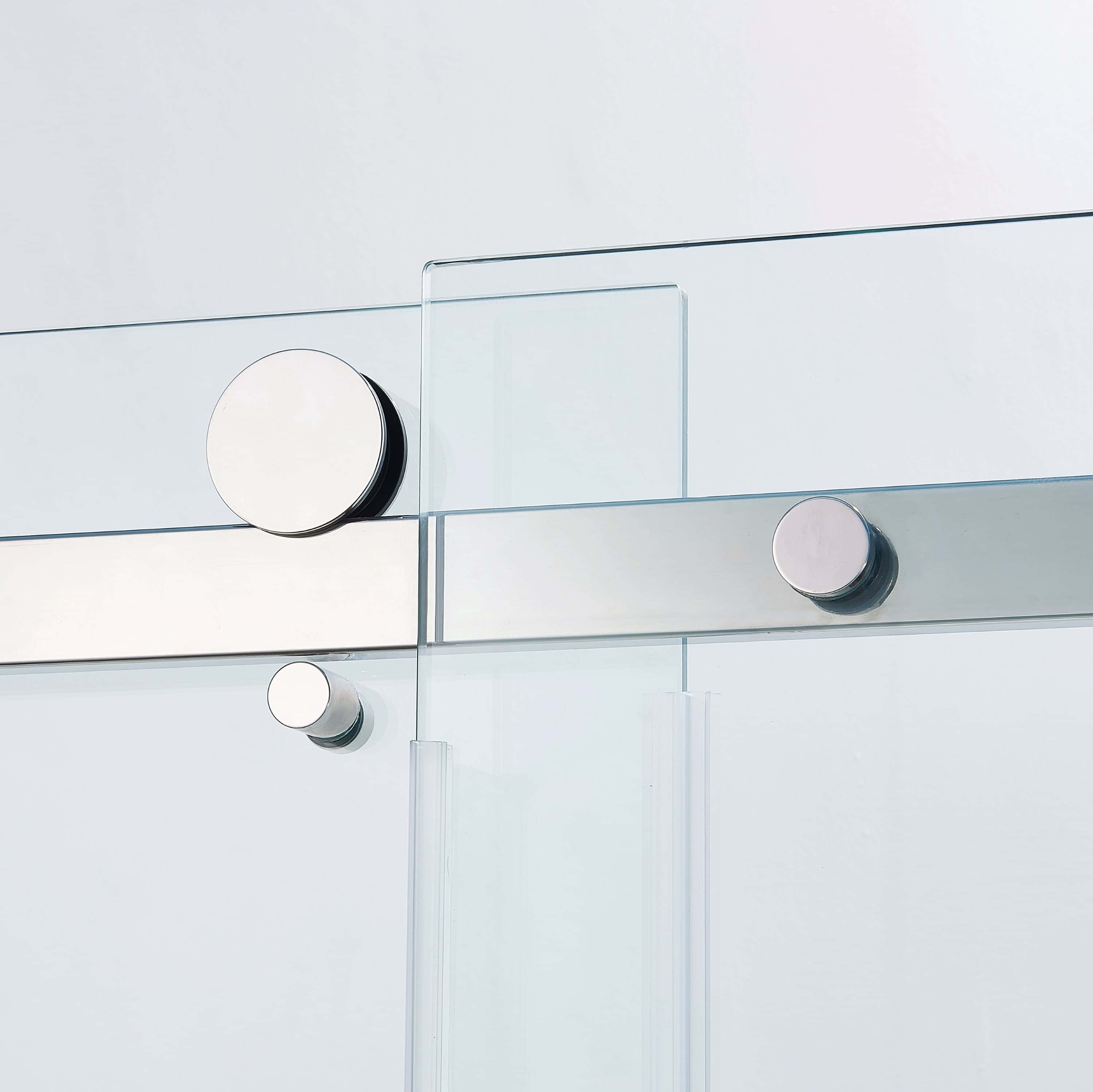 56-60"W x 75"H Semi-Frame Single Sliding Shower Door, 304 Stainless Steel in Brushed Nickel, 5/16" (8mm) Thick SGCC Tempered Clear Glass.
