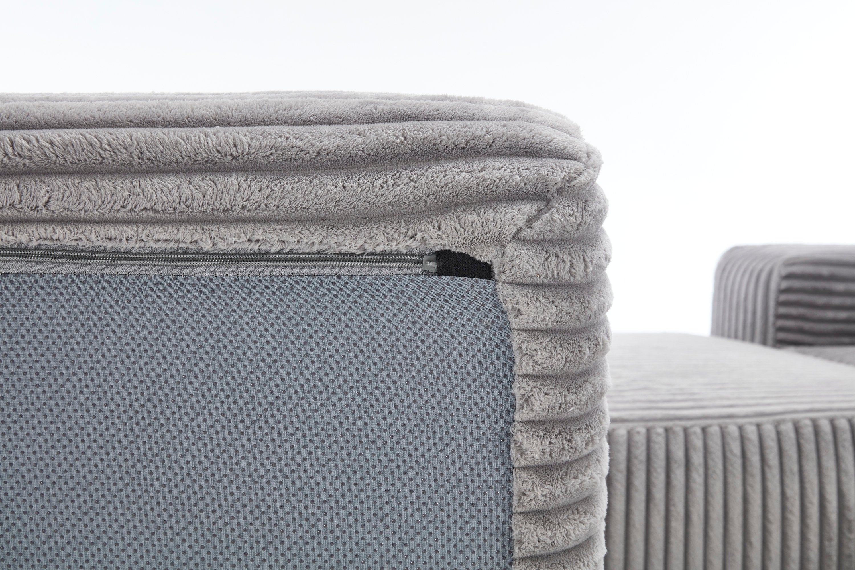 Modern Minimalist Modular Sectional Sofa,  L-Shape Upholstered Cloud Couch with Deep Seats, Right Facing Chaise for Living Room-Light Gray