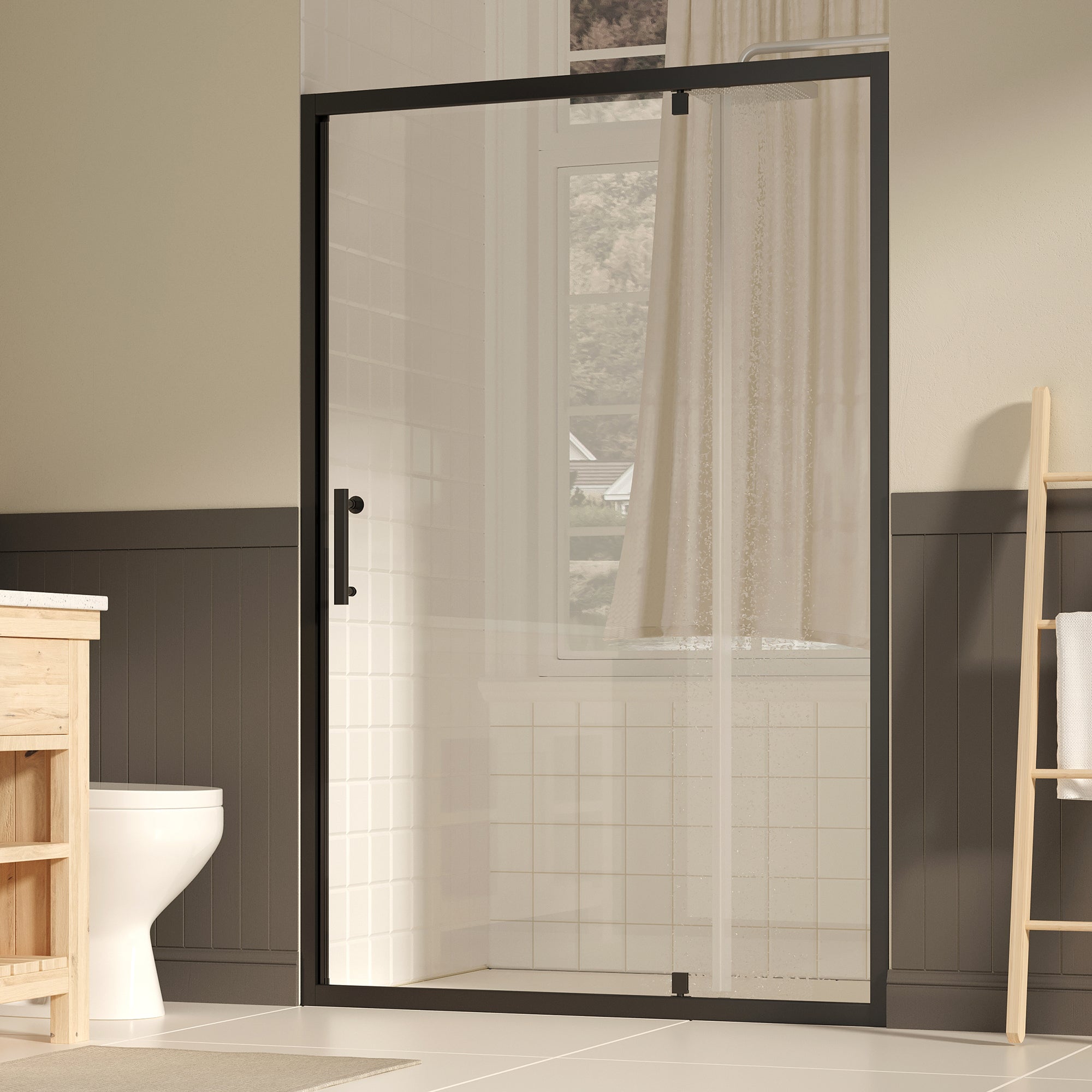 47-49 x 72 in Pivot Shower Door - 47-49 x 72 in / Matte Black view 1
