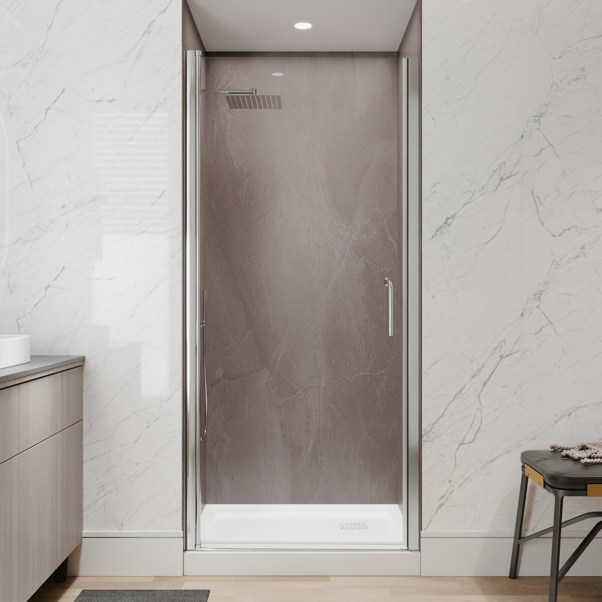 34-36 x 72 in Semi-Frameless Pivot Shower Door - 34-36 x 72 in / Chrome / Clear Glass view 1