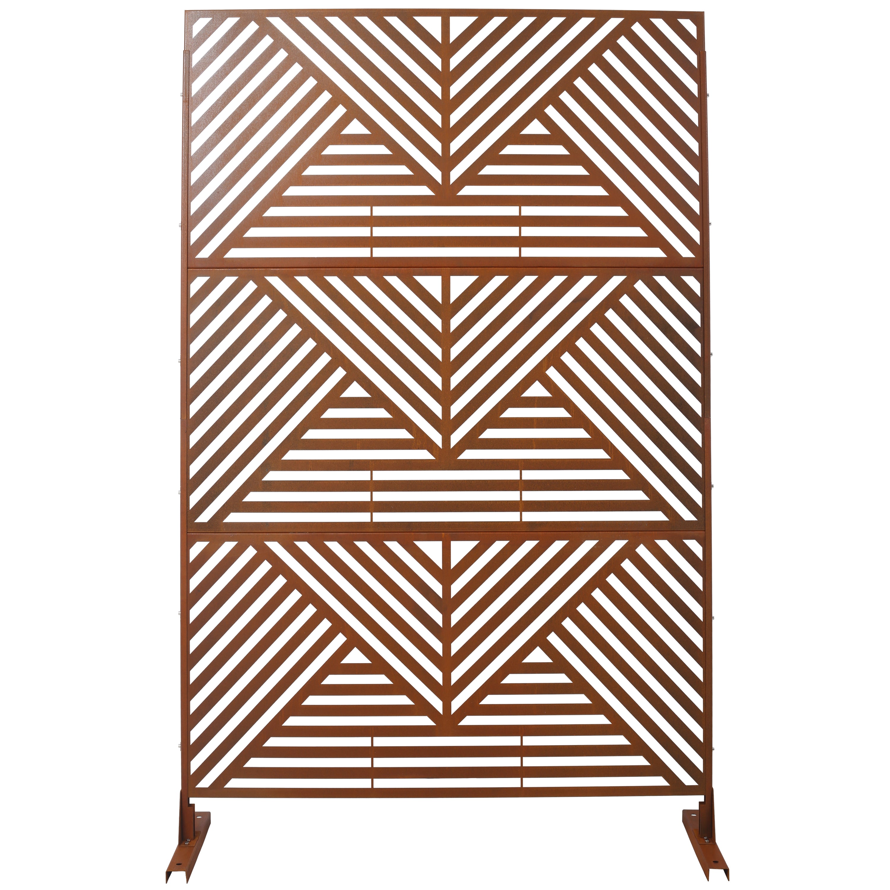 Outdoor & Indoor Privacy Screen Metal Privacy Screen 76" H×48" W, Freestanding Decorative Privacy Screen for Deck Balcony Patio, Privacy Fence Panels for Outside Lawn Garden PS101 RUSTY