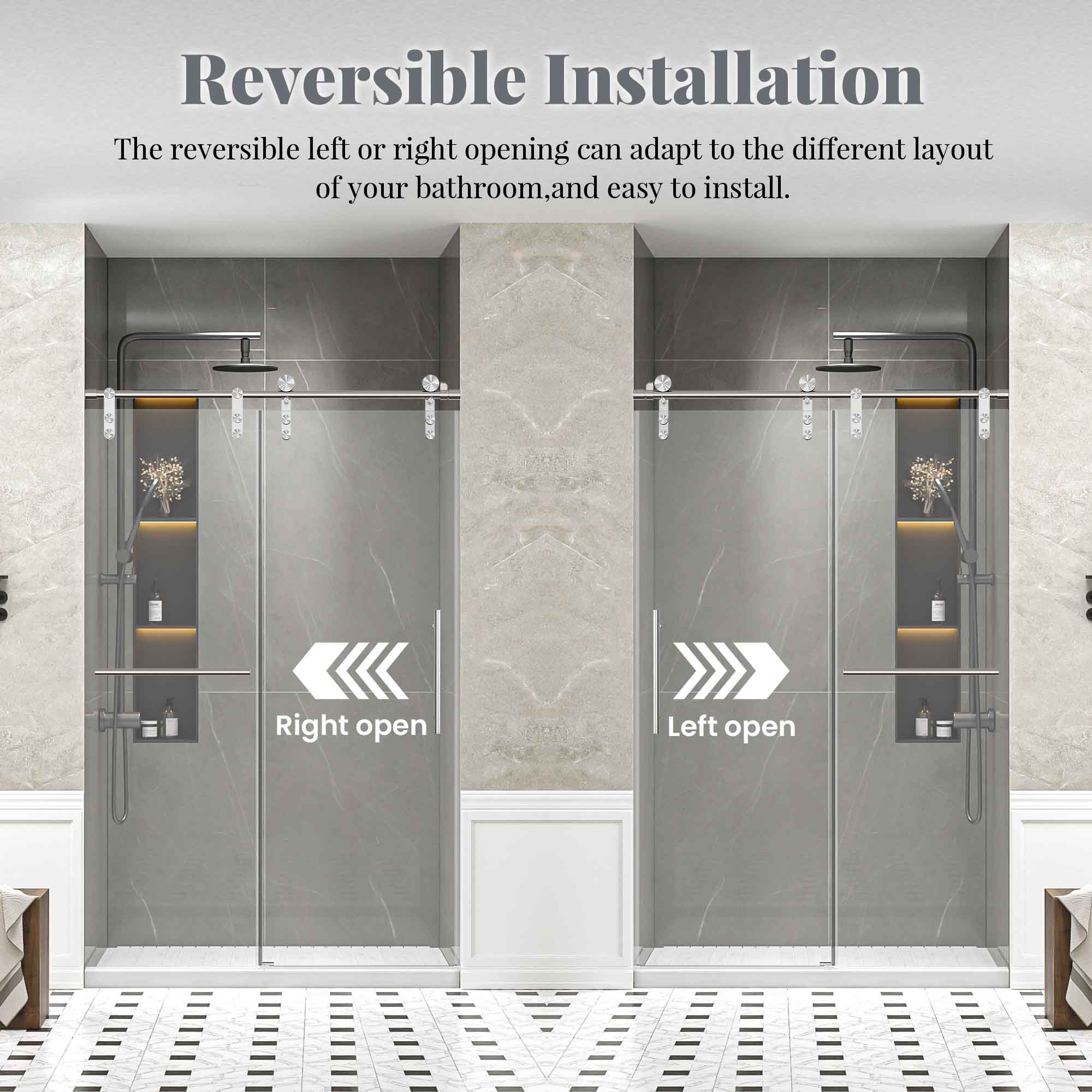 46-48 x 76 in Sliding Shower Door - 46-48 x 76 in / Brushed Nickel / Without Soft-Close view 3