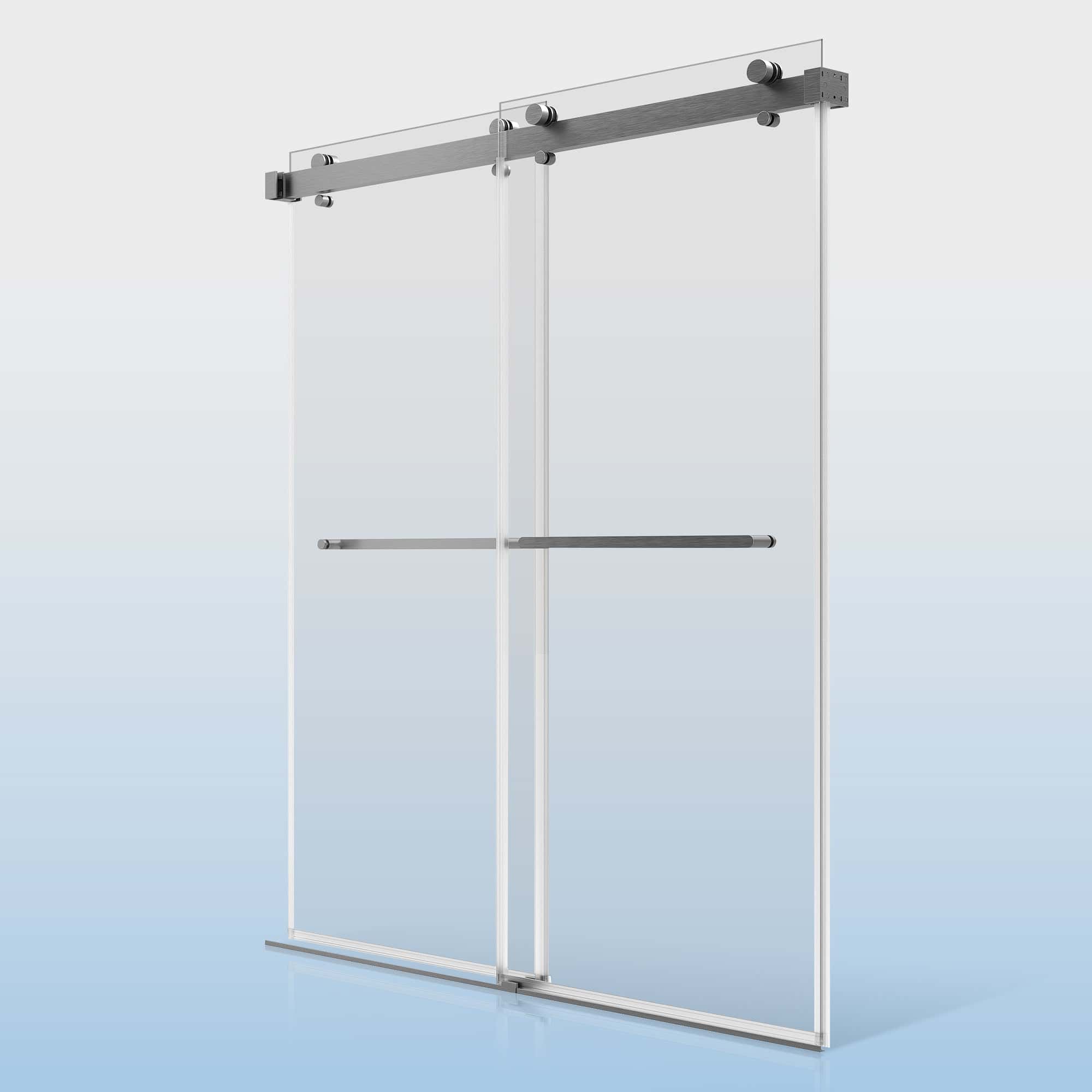 68-72"W × 76"H Double Sliding Frameless Shower Door With 3/8 inches (10mm) Clear Tempered Glass, Brushed Nickel Finish