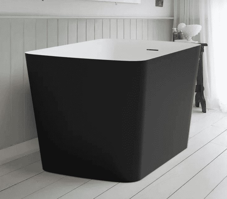 47" Contemporary Soaking Tub, Matte Black bathtub 100% Acrylic Freestanding