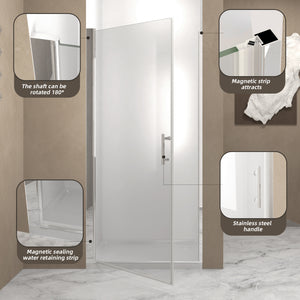24-36 x 72 in Semi-Frameless Pivot Shower Door - 24-25 x 72 in / Chrome view 5