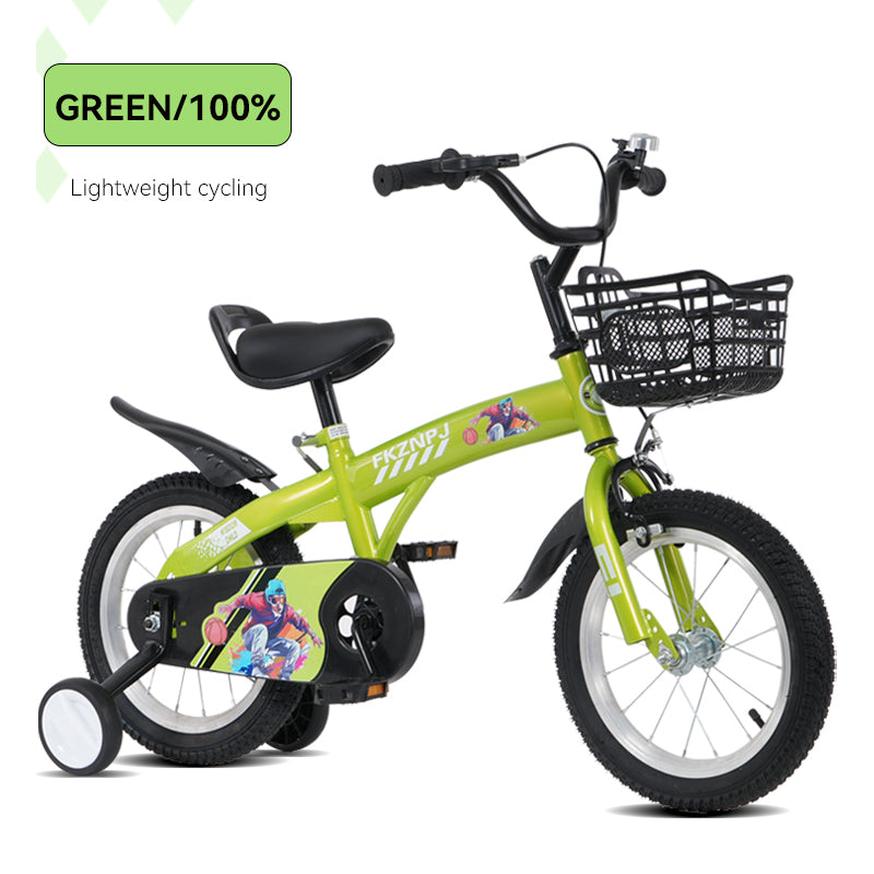 FKZNPJ 18 inch sporty kids bike with training wheels and stand Adjustable saddle Suitable for boys and girls aged 5-10 years tall Height 39-49 inches Available in a variety of colors