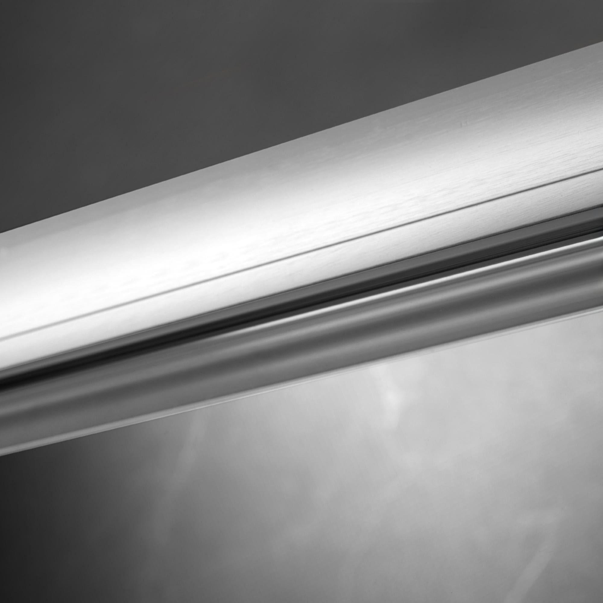 Frameless sliding shower door 60 in. by 74 in. brushed nickel tempered glass detail