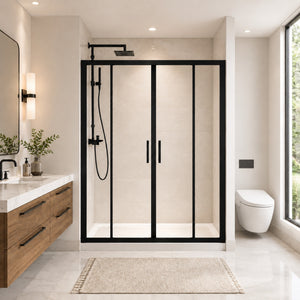 60 x 72 in Double Framed Sliding Shower Door - 60 x 72 in / Matte Black / 1/4 in Glass view 1