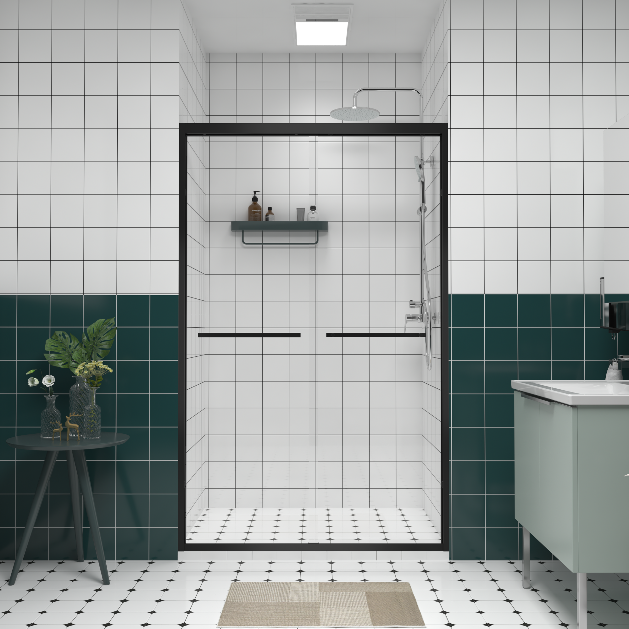 44-48 x 76 in Matte Black Bypass Shower Door view 1