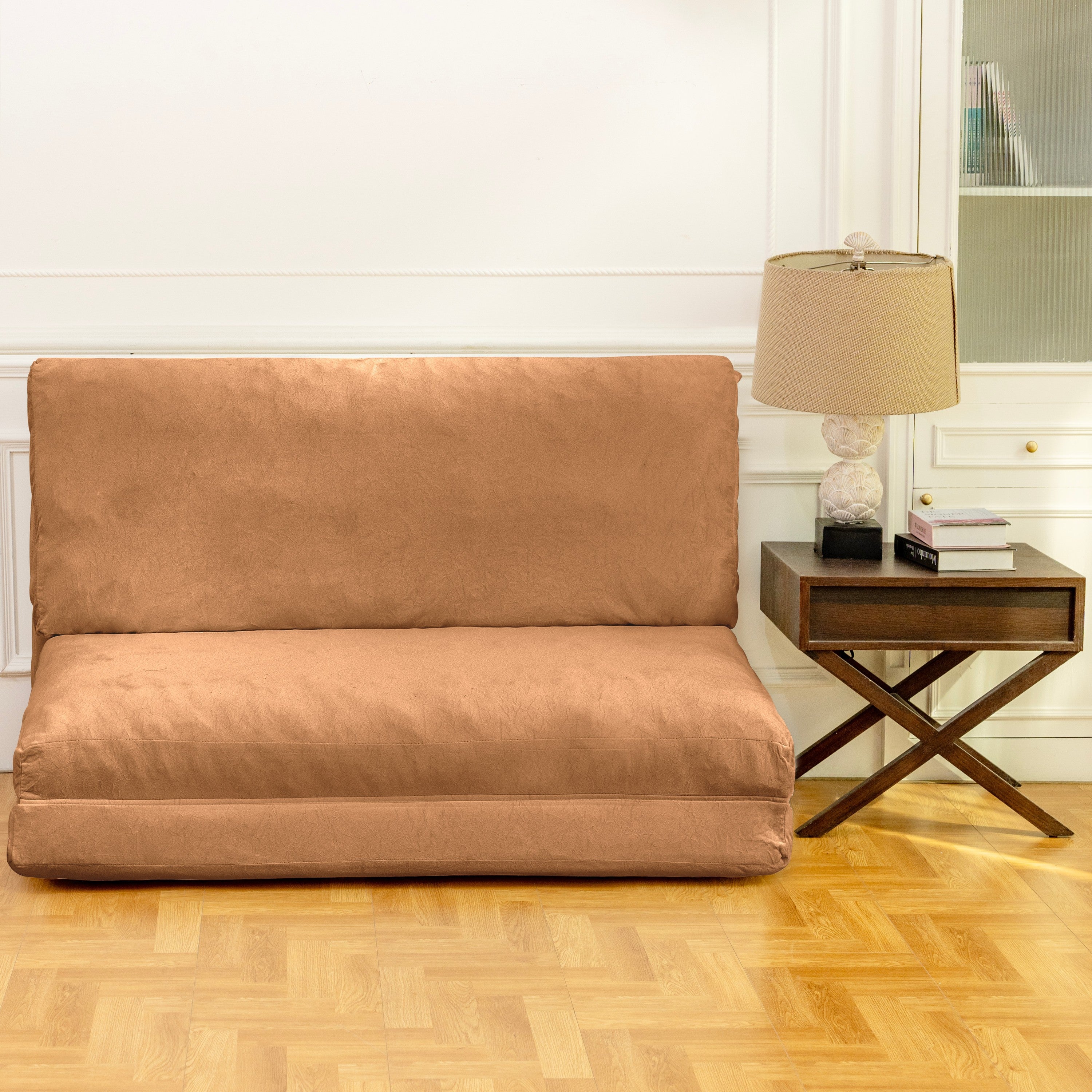 Large Folding Matress Sofa Bean Bag Bed, Foam Filling Folding Matress Sofa, Includes Removable and Machine Washable Cover, Soft Premium Faux Fur