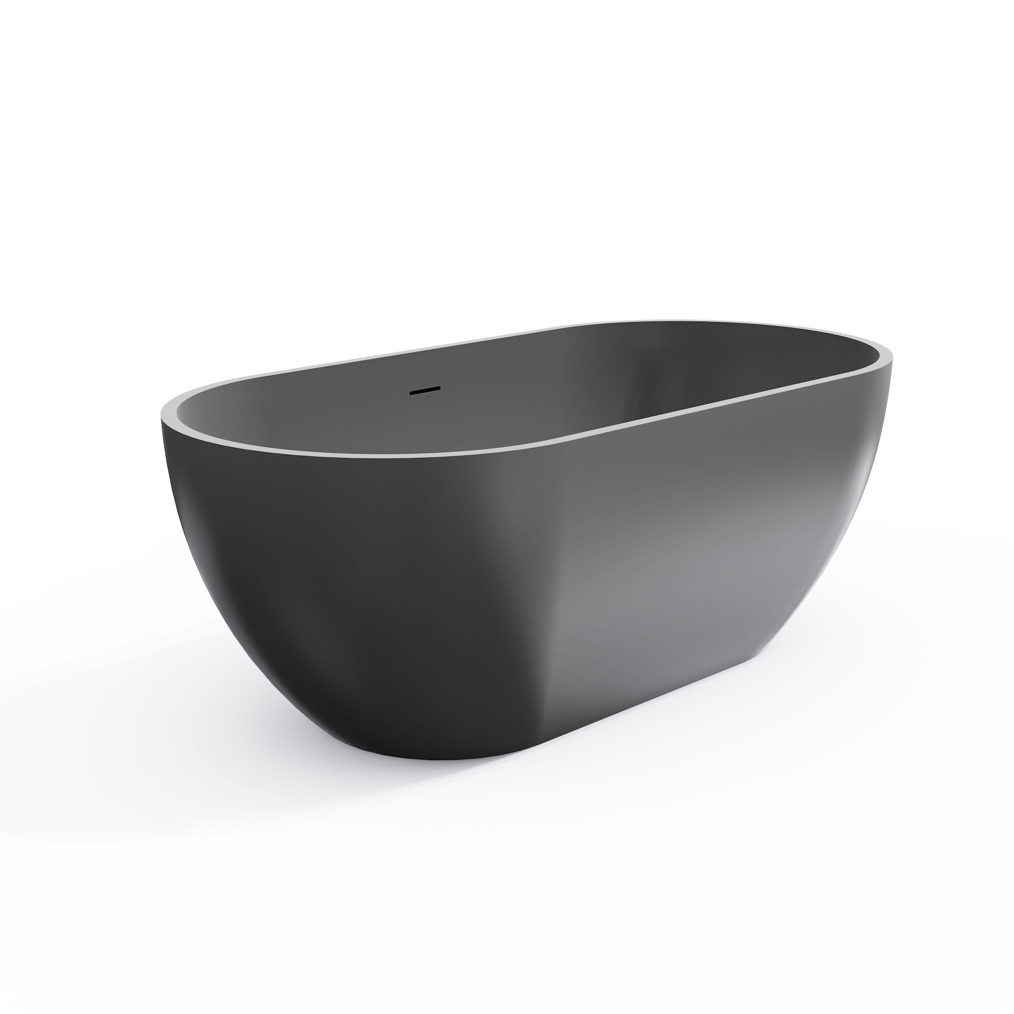 59-inch oval solid surface freestanding bathtub, top view