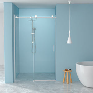 Sliding shower door 48 in. x 76 in. chrome finish front view