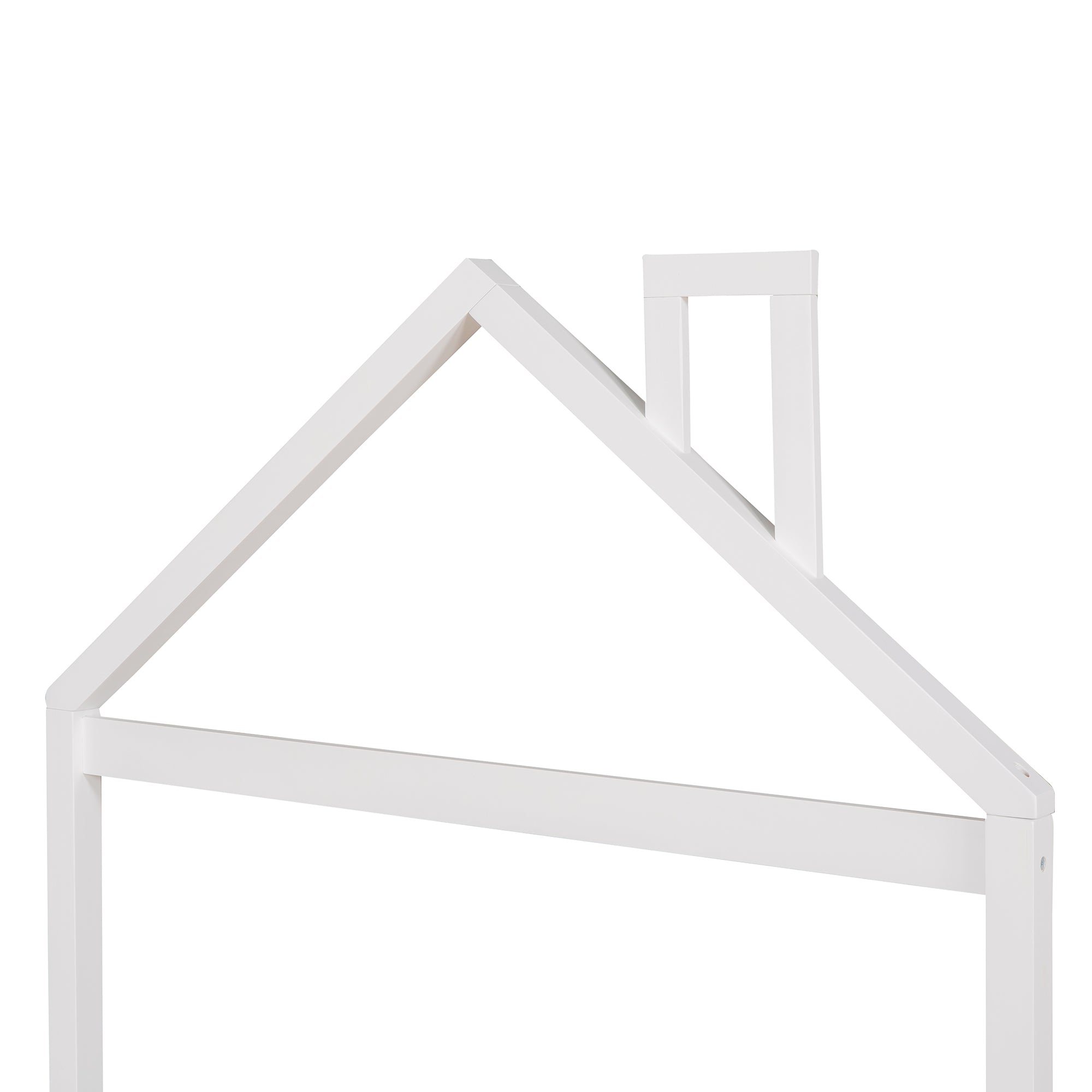 Full Size Wood Platform Bed with House-shaped Headboard (White)