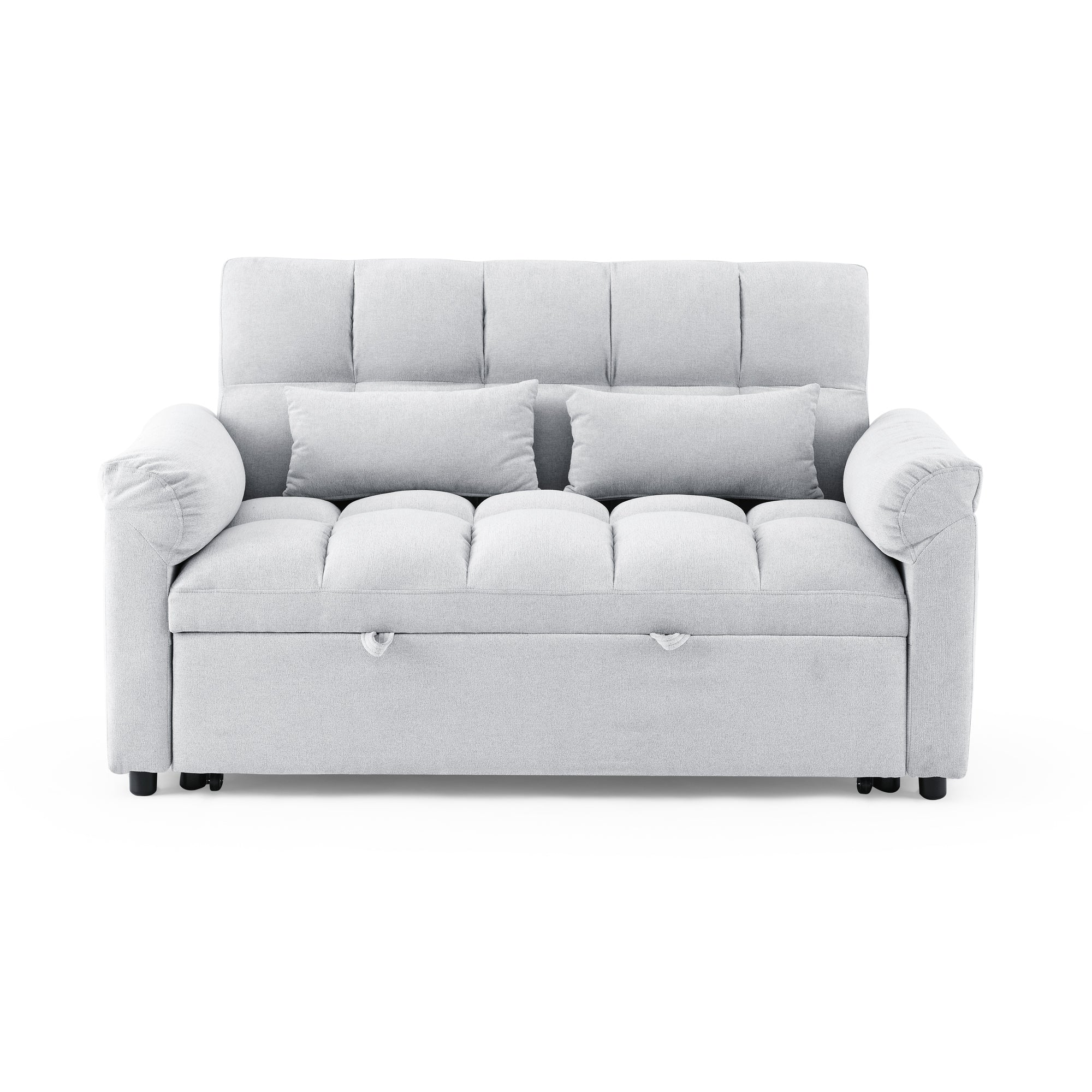 Loveseats Sofa Bed with Pull-out Bed,Adjsutable Back,Light Grey