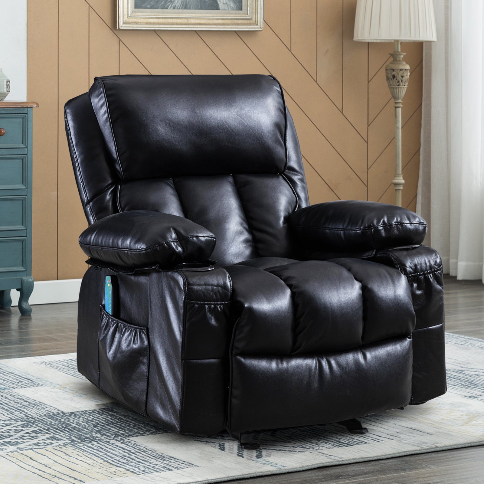Vanbow.Recliner Chair for Living Room with Rocking Function and Side Pocket