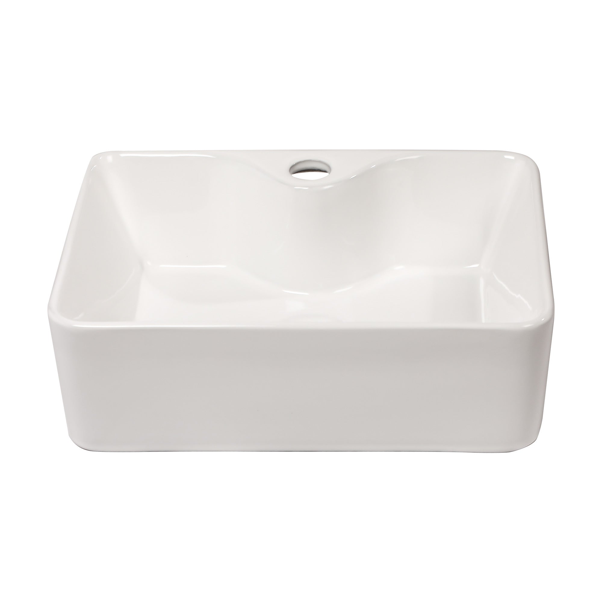 16"x12" White Ceramic Rectangular Vessel Bathroom Sink