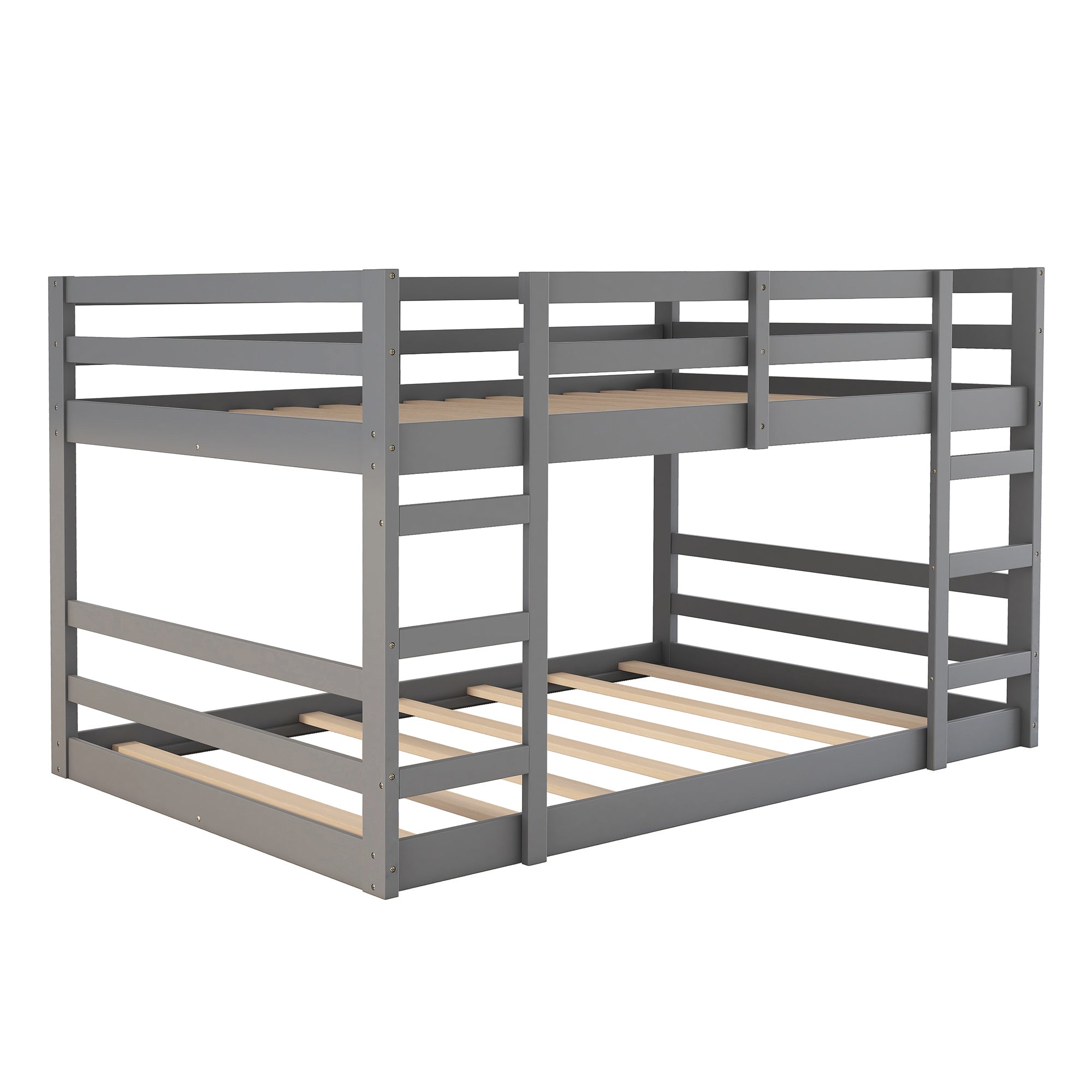 Full Over Full Bunk Bed with Ladder, Gray(OLD SKU:WF282788AAE)