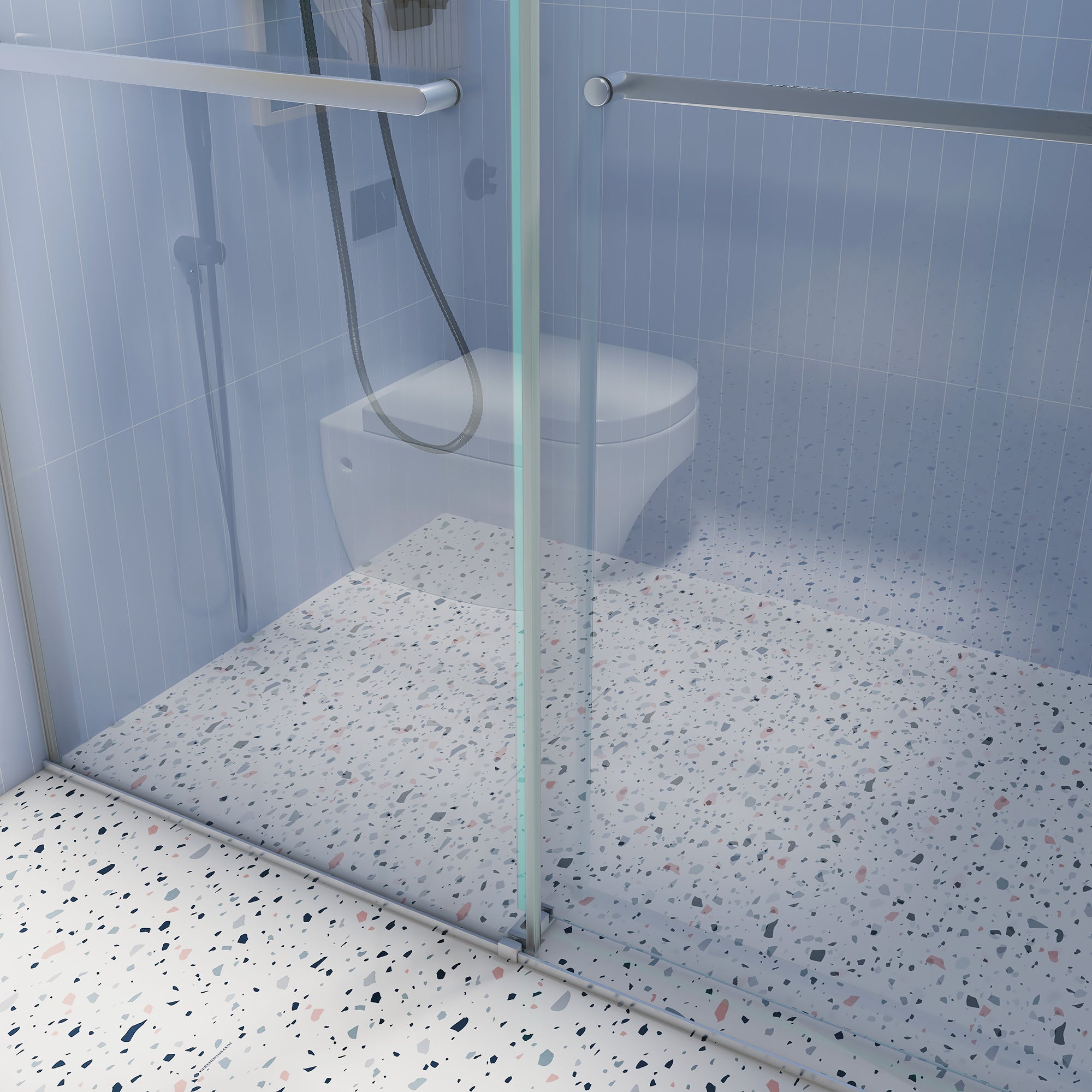 44 to 48 in. W x 76 in. H Double Sliding Frameless Soft-Close Shower Door, Premium 3/8 Inch (10mm) Thick Tampered Glass and Easy-cleaning Coating in Chrome 23D02-48C