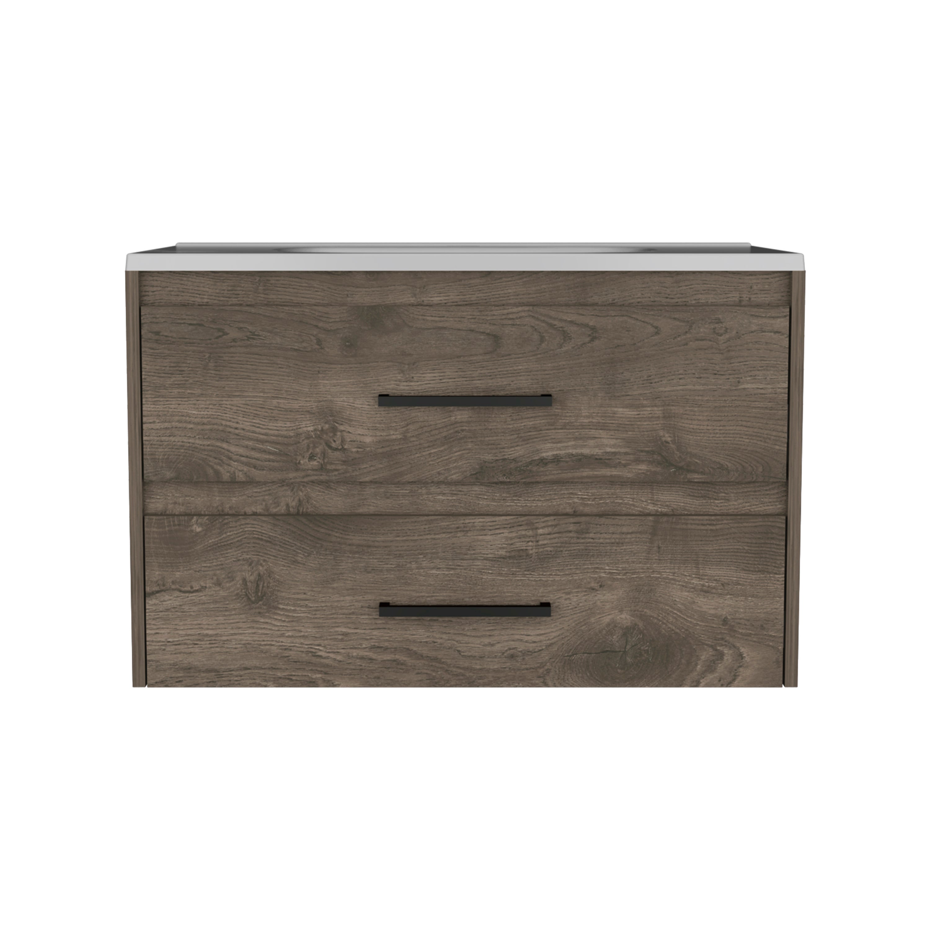 Praga Floating Vanity Sink with 2-Drawers  Dark Brown / White