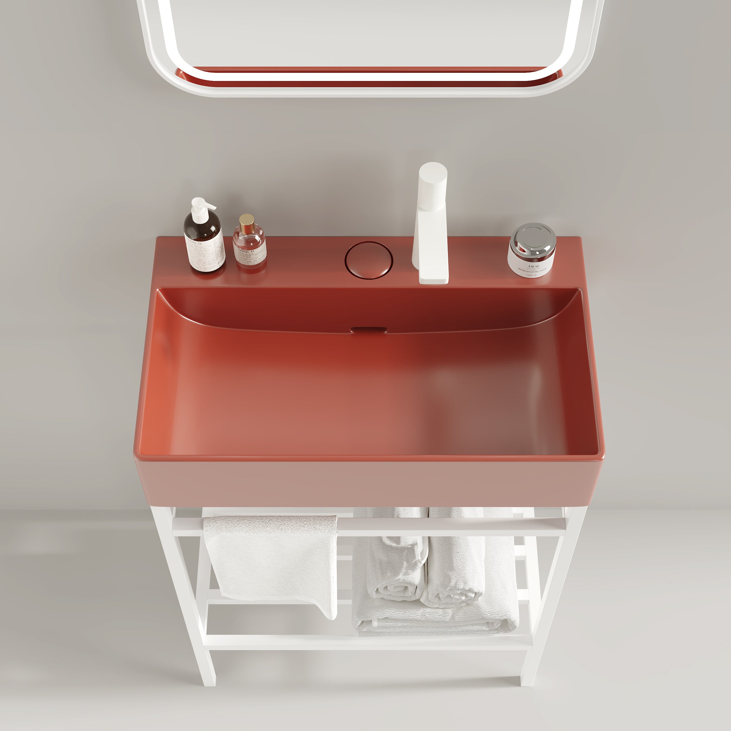 LOFI 24'' Bathroom Sink without Cabinet, Red Ceramic Basin