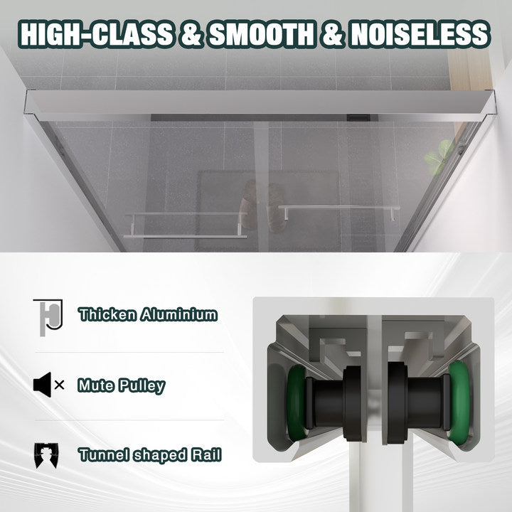 44-48 x 76 in Aluminum-Framed Double Sliding Shower Door - 44-48 x 76 in / Chrome view 4