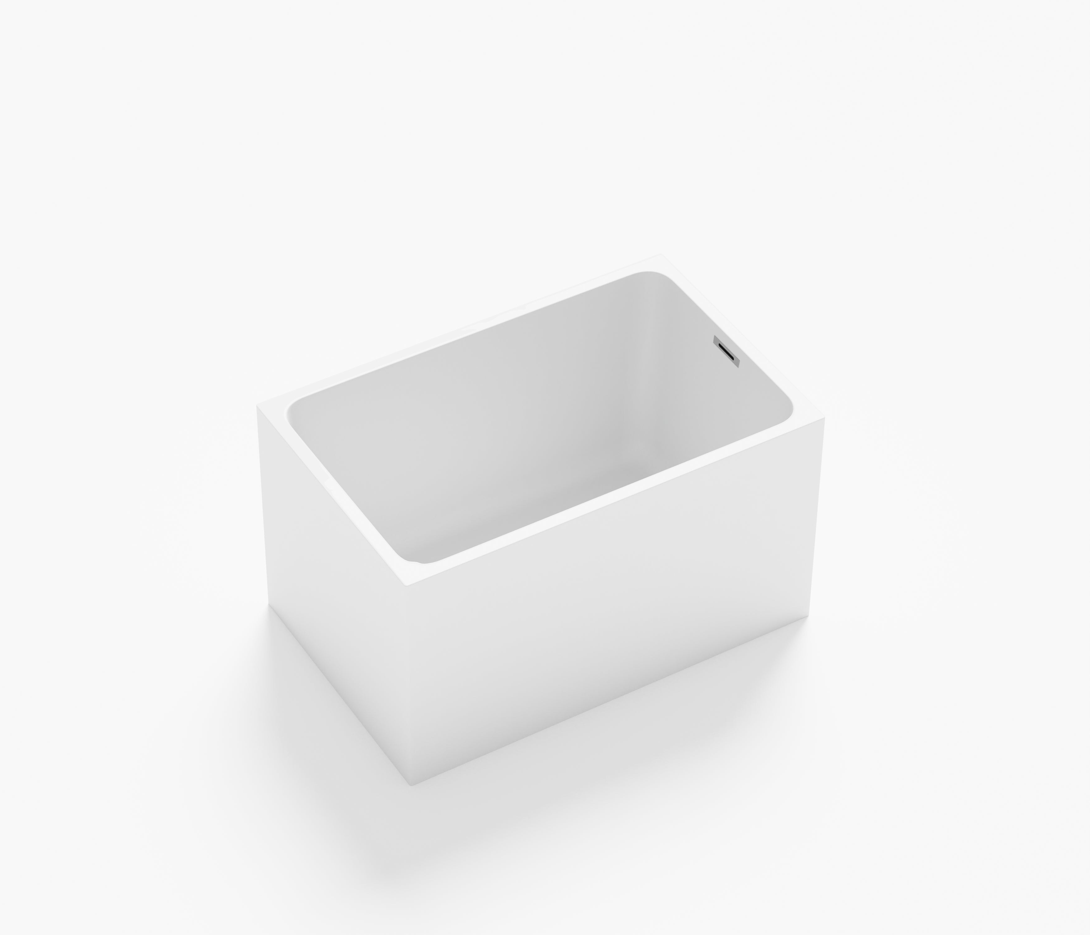 47 inch rectangle freestanding tub in gloss white, top interior view